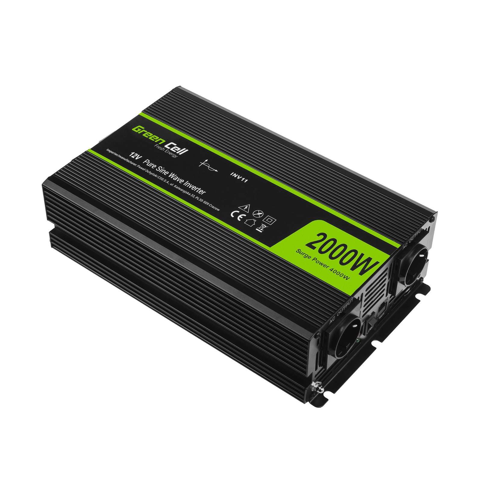 Greencell Car Voltage Inverter 12V to 230V 2000W
