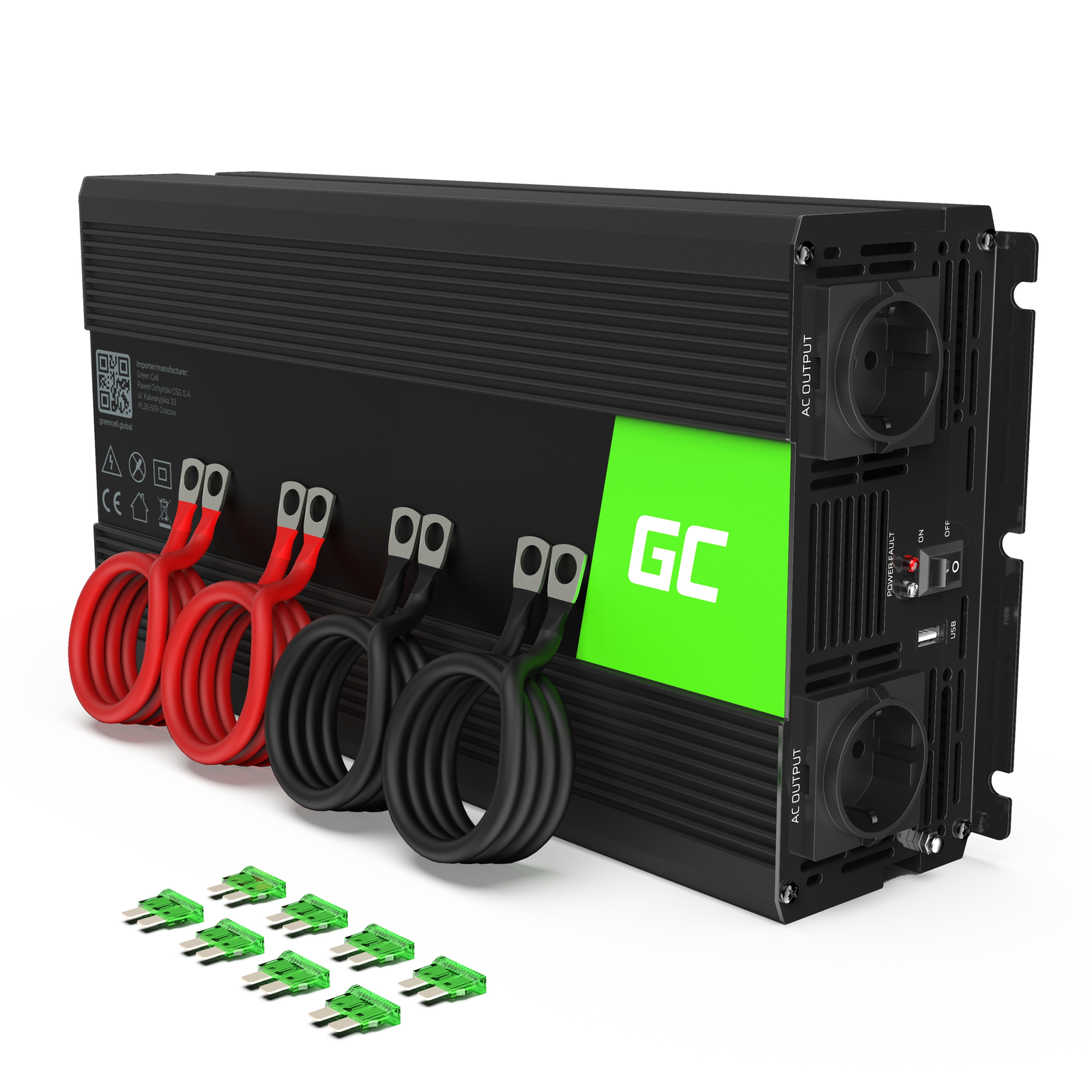 Greencell Car Voltage Inverter 12V to 230V 3000W