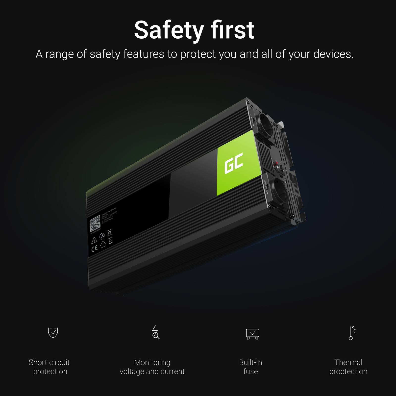 Greencell Car Voltage Inverter 12V to 230V 3000W
