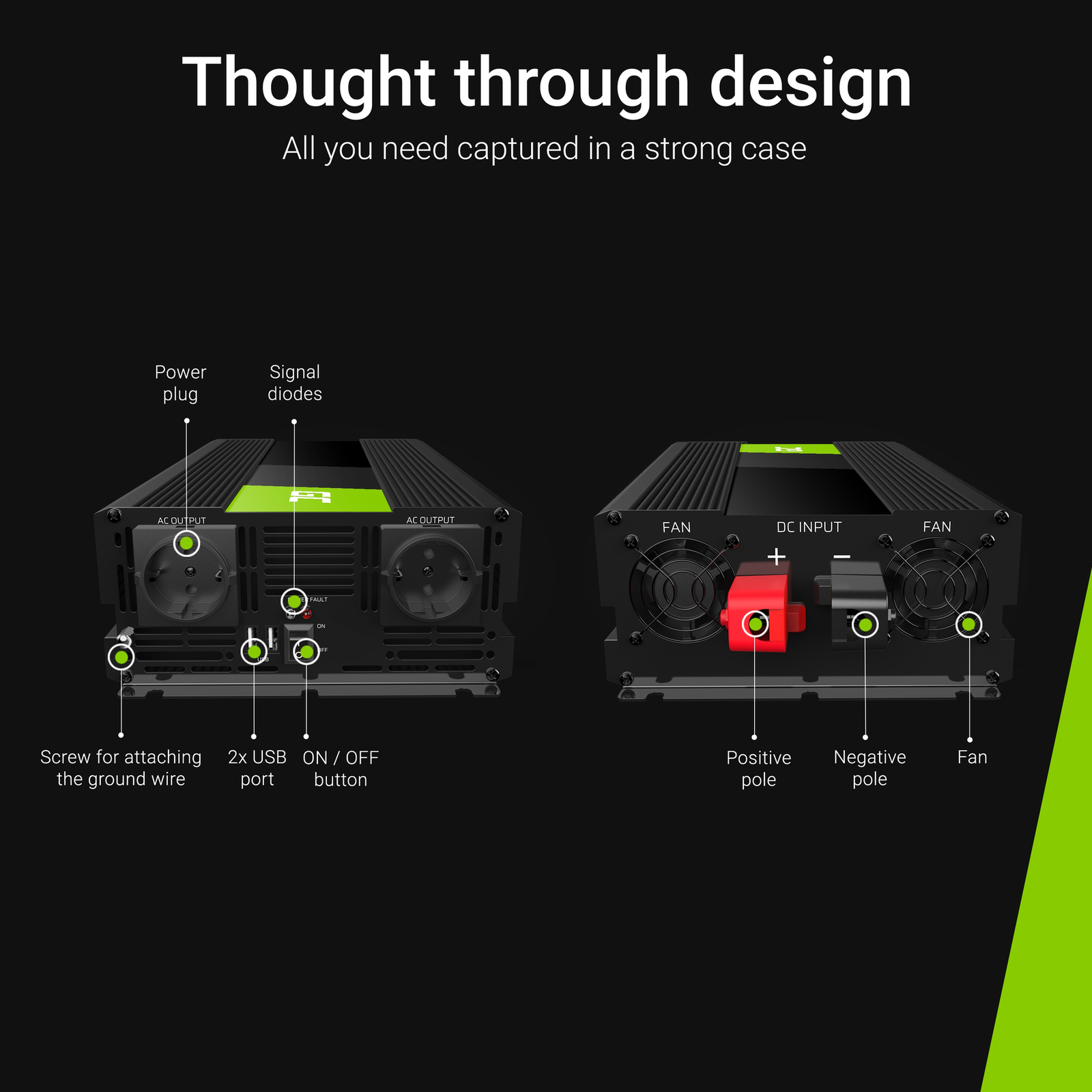 Greencell Car Voltage Inverter 12V to 230V 3000W