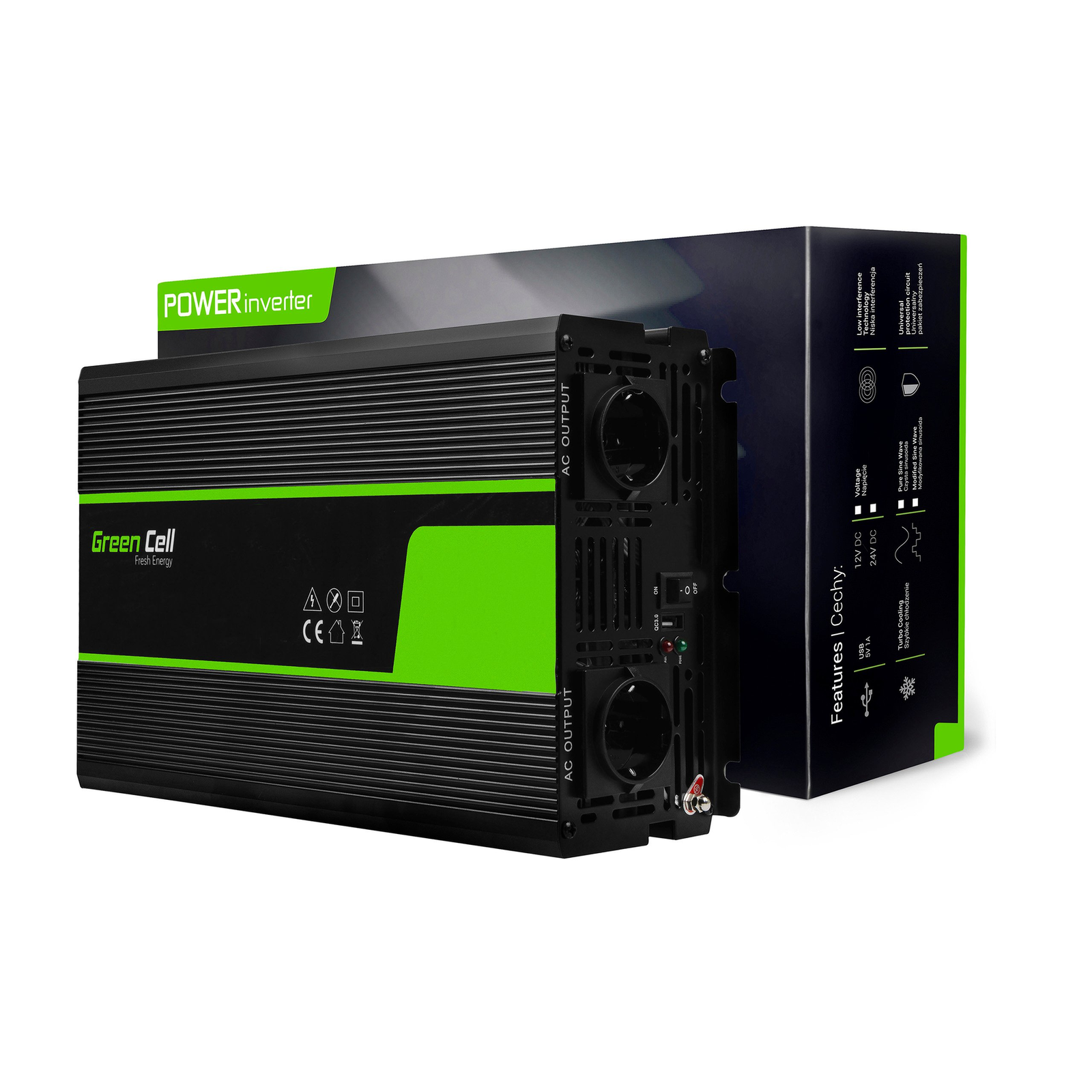 Greencell Car Voltage Inverter 24V to 230V 2000W