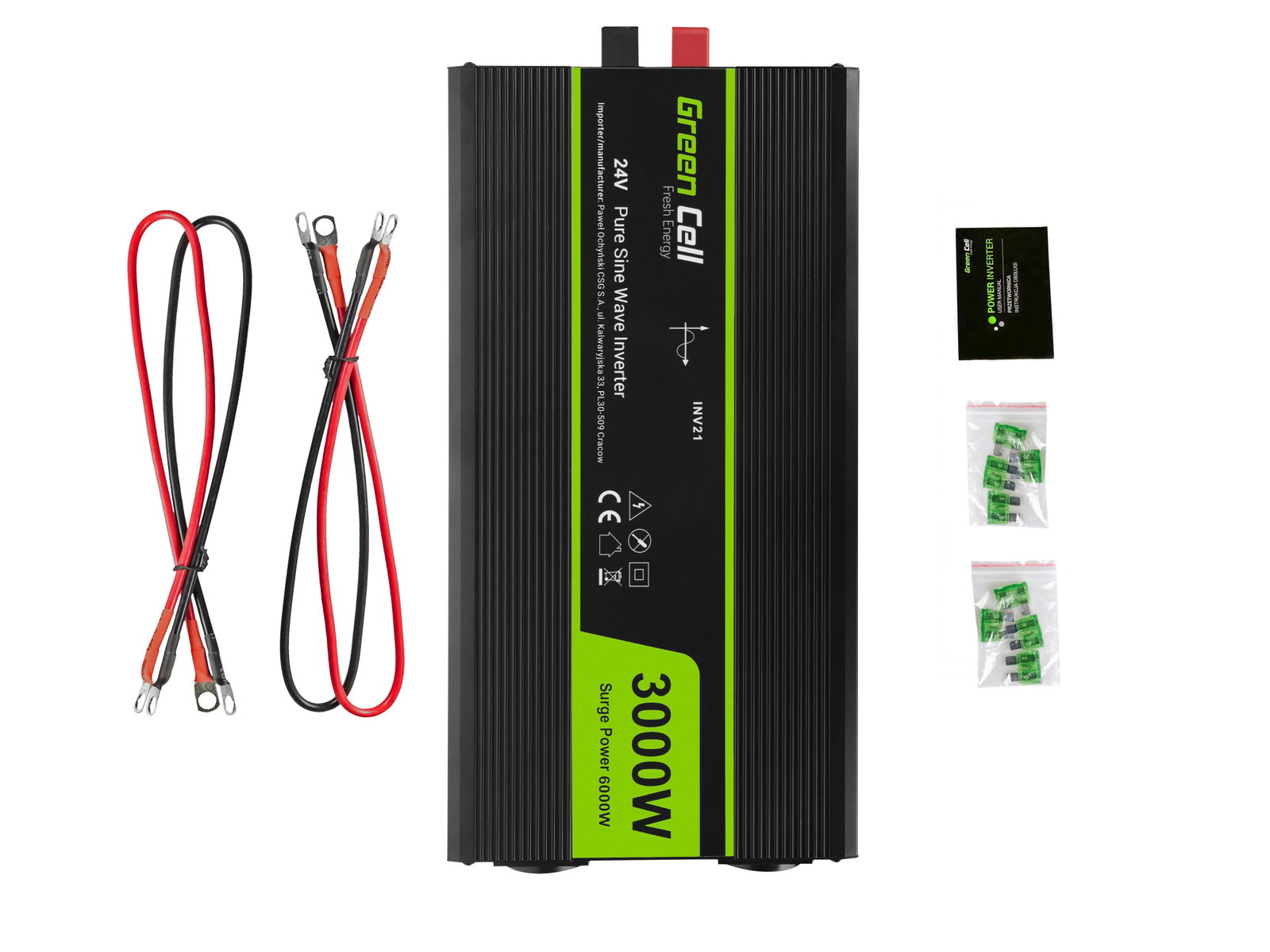 Greencell Car Voltage Inverter 24V to 230V 3000W