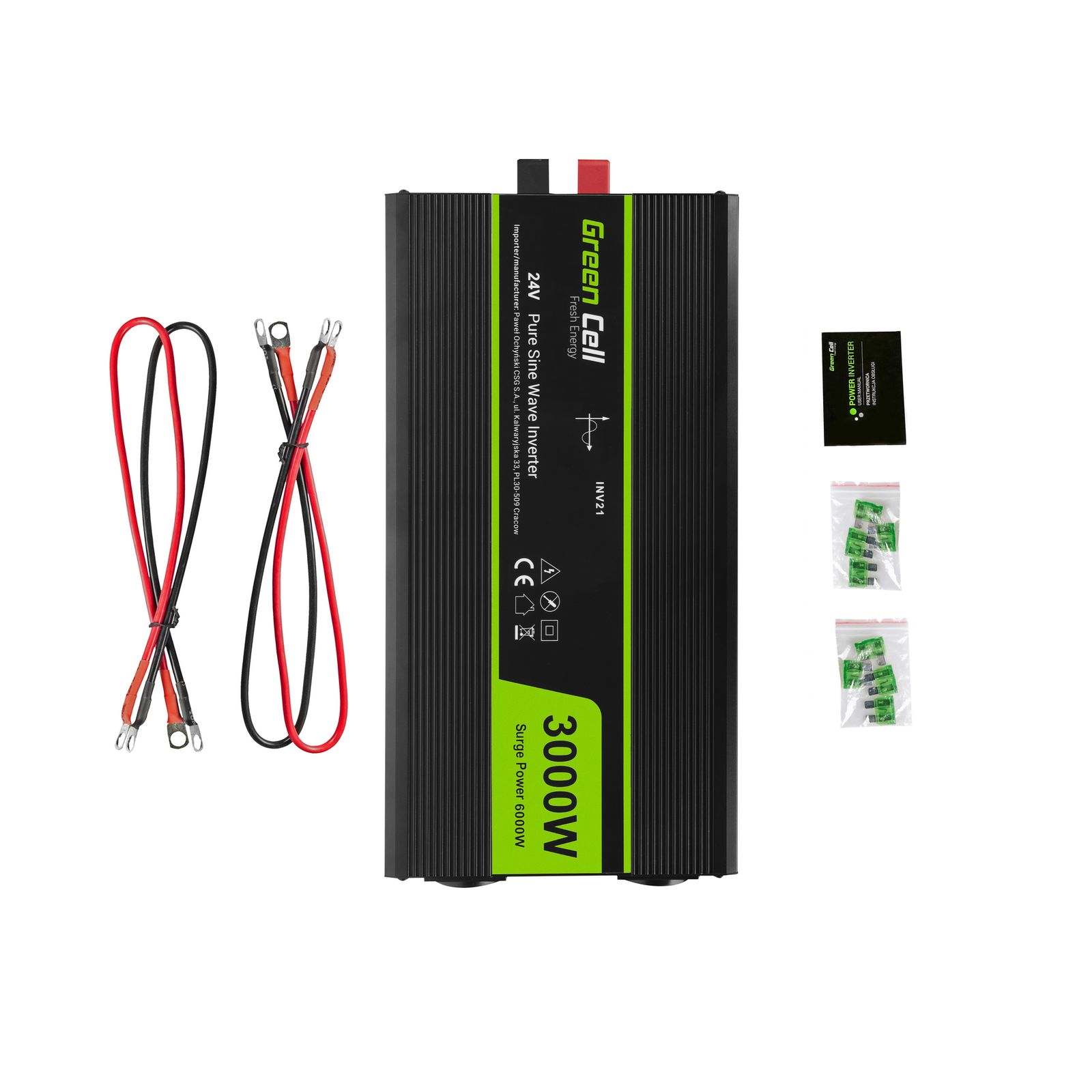 Greencell Car Voltage Inverter 24V to 230V 3000W