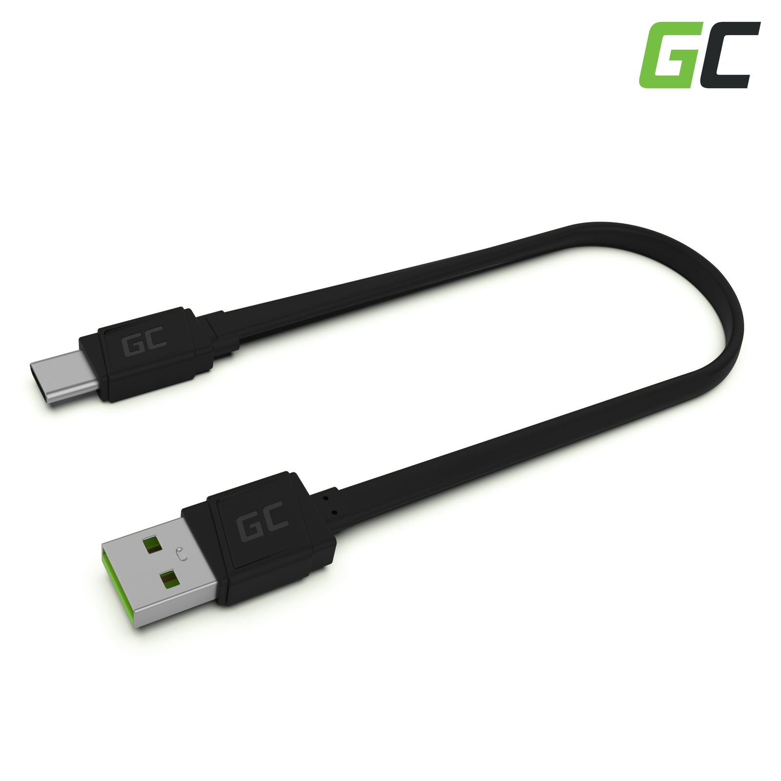 Greencell mattee Flat Cable - USB-A to USB-C Quick Charge - 25cm