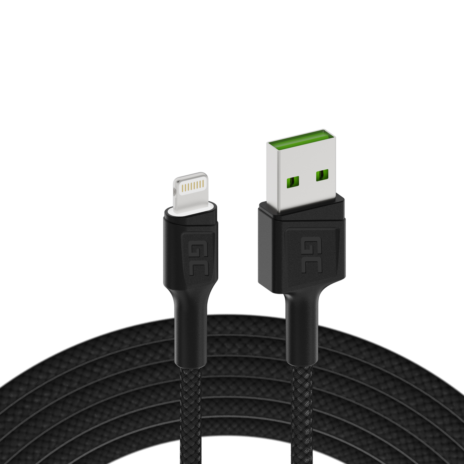 Greencell USB-A Lightning Cable White LED Apple 2.4A Quickcharge 120cm