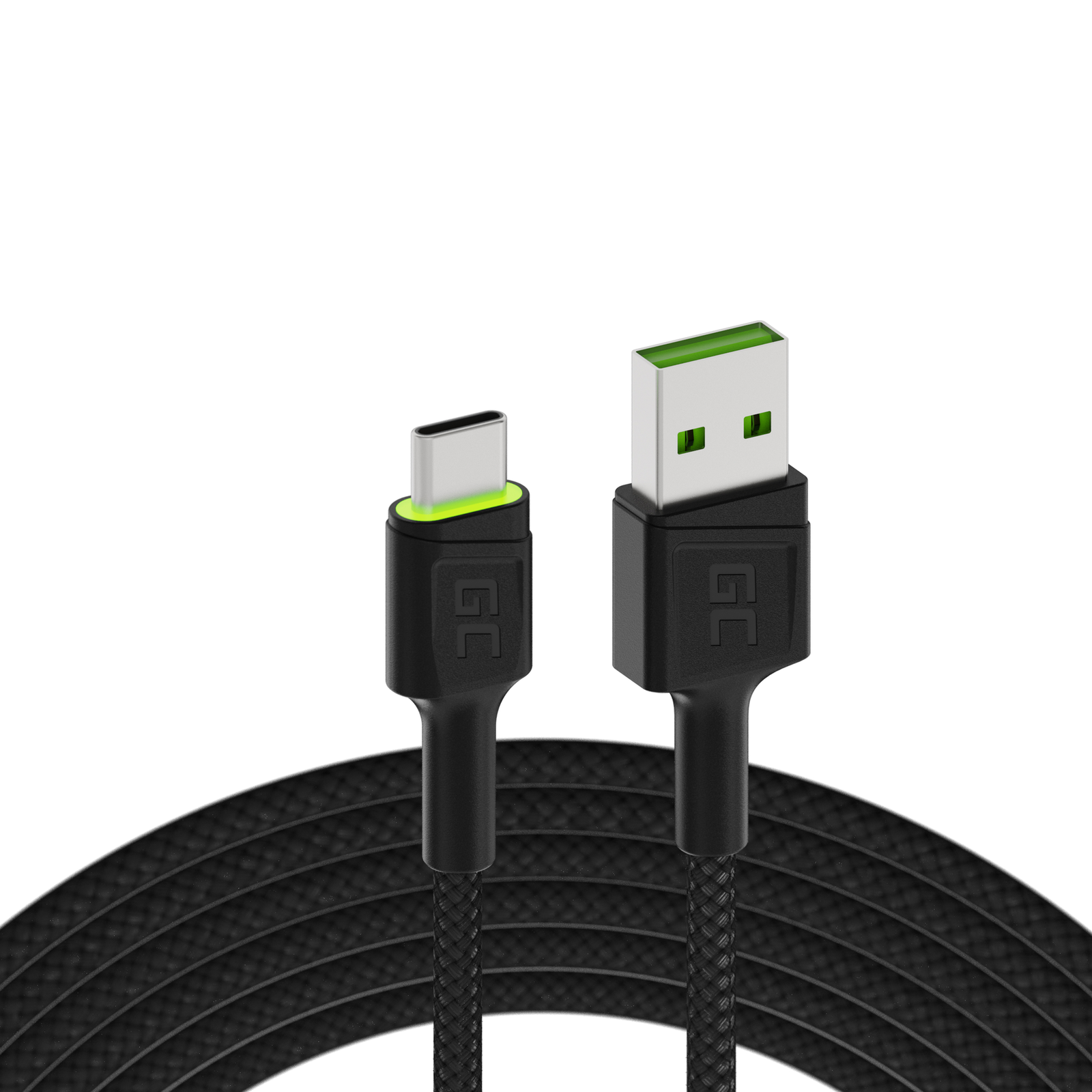 Greencell Ray Cable USB to USB-C Green LED QC 3.0 Ultra Charge 120cm