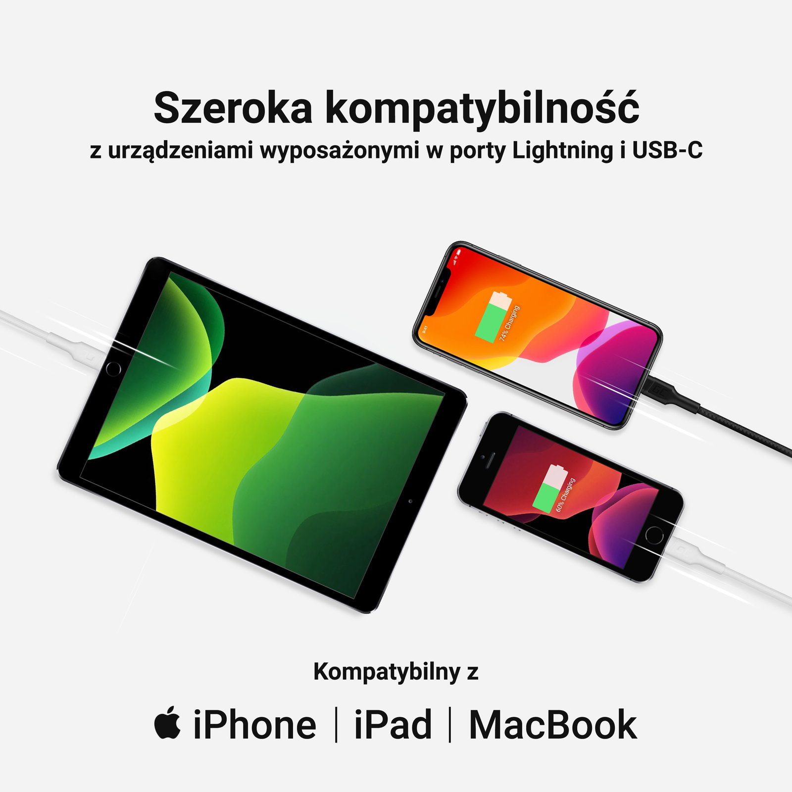 Greencell USB-C Lightning MFi 1m for Apple IPhone