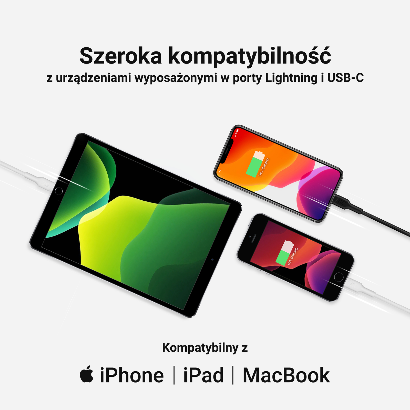 Greencell USB-C Lightning MFi 1m for Apple IPhone
