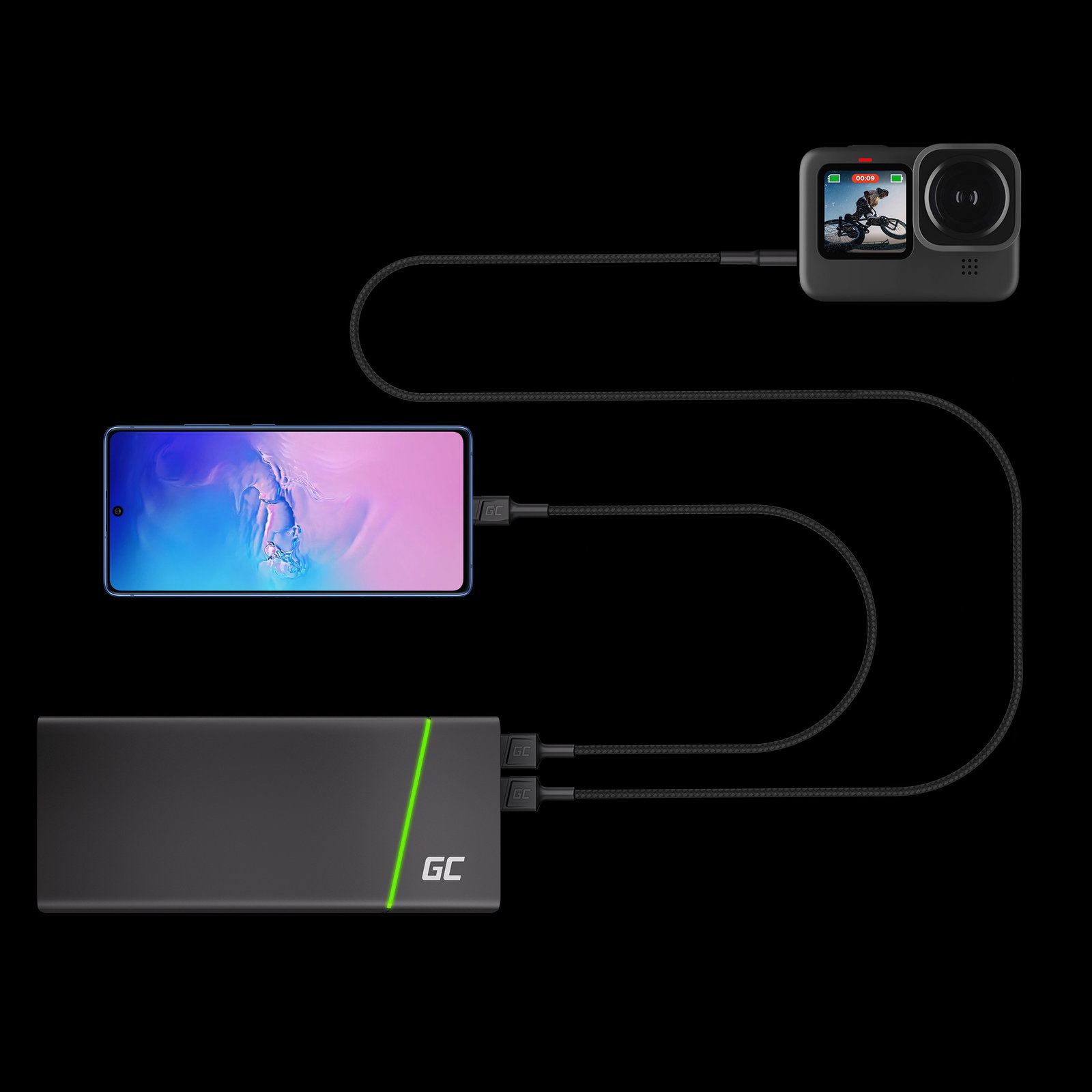 Greencell Powerstream Cable USB-A USB-C Ultra Charge QC 3.0 200cm