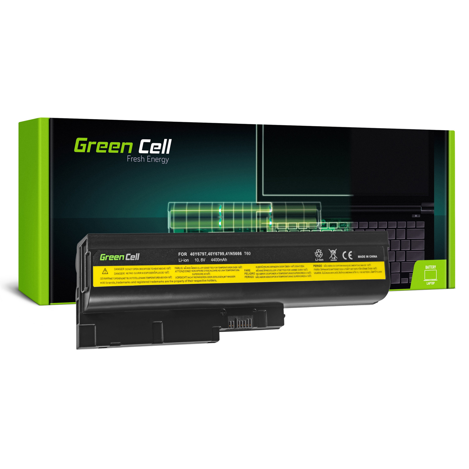 Greencell Laptop Battery for Lenovo ThinkPad T60 T61 R60 R61 11.1V 4400mAh