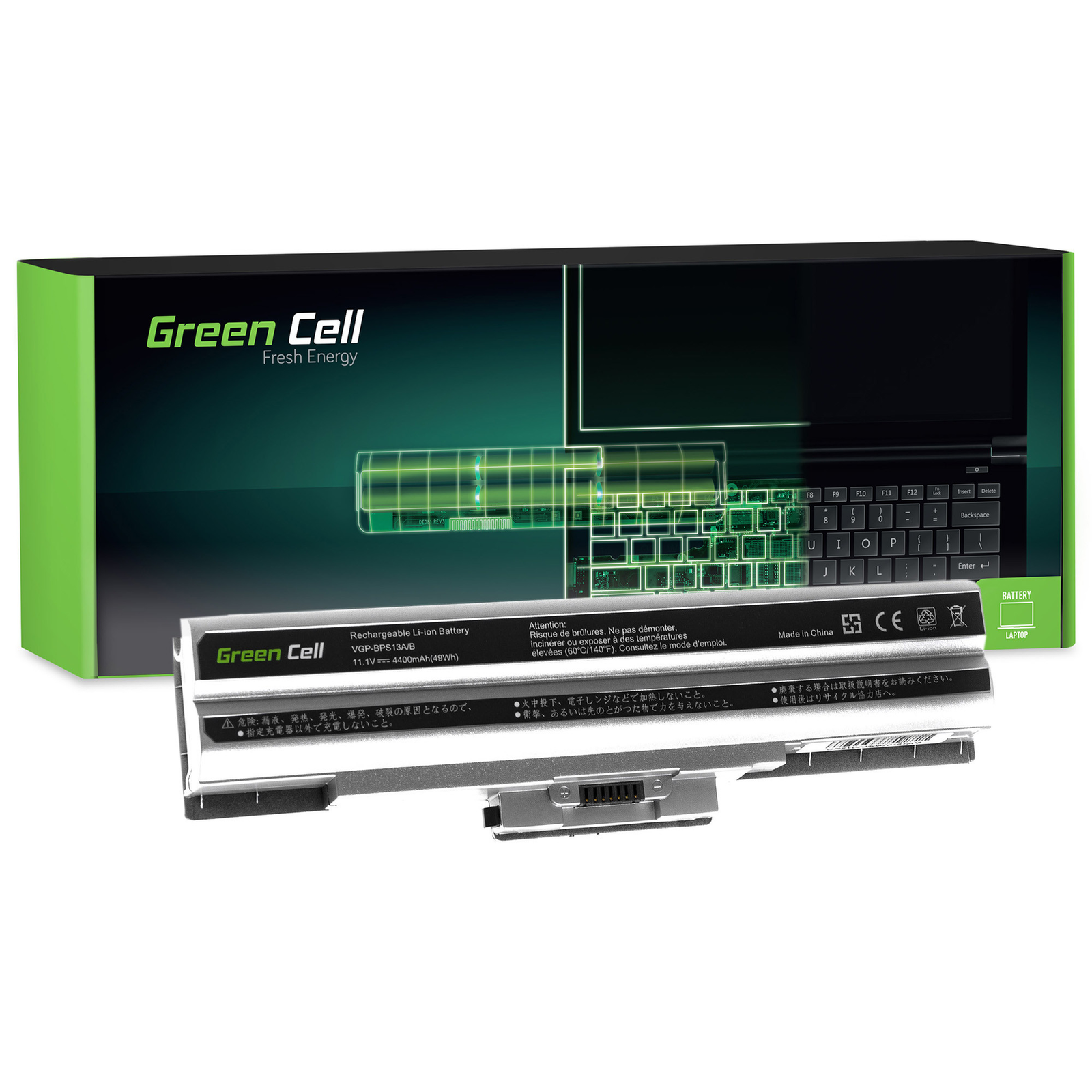 Greencell Laptop Battery for Sony Vaio VGP-BPS13 VGP-BPS21 (silver) 11.1V 4400mAh
