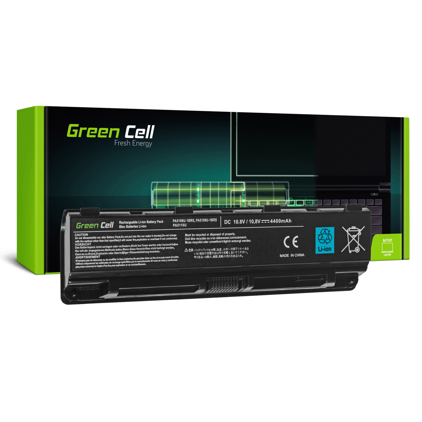 Greencell Laptop Battery for Toshiba Satellite C50 C55 C70 11.1V 4400mAh