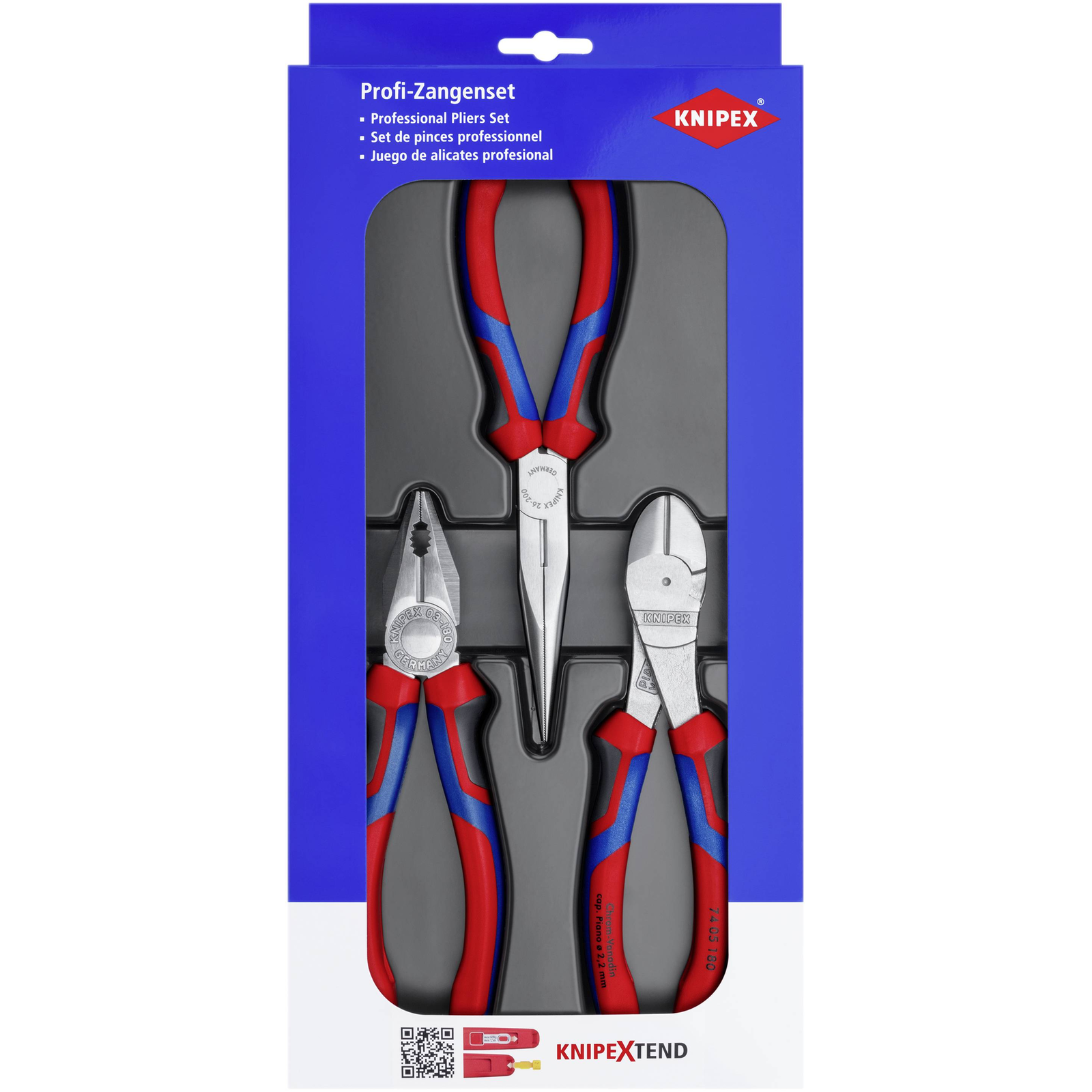 KNIPEX 00 20 11 V01 Pliers Set Plastic Steel Plastic Blue/Red 18 Cm 20 Cm