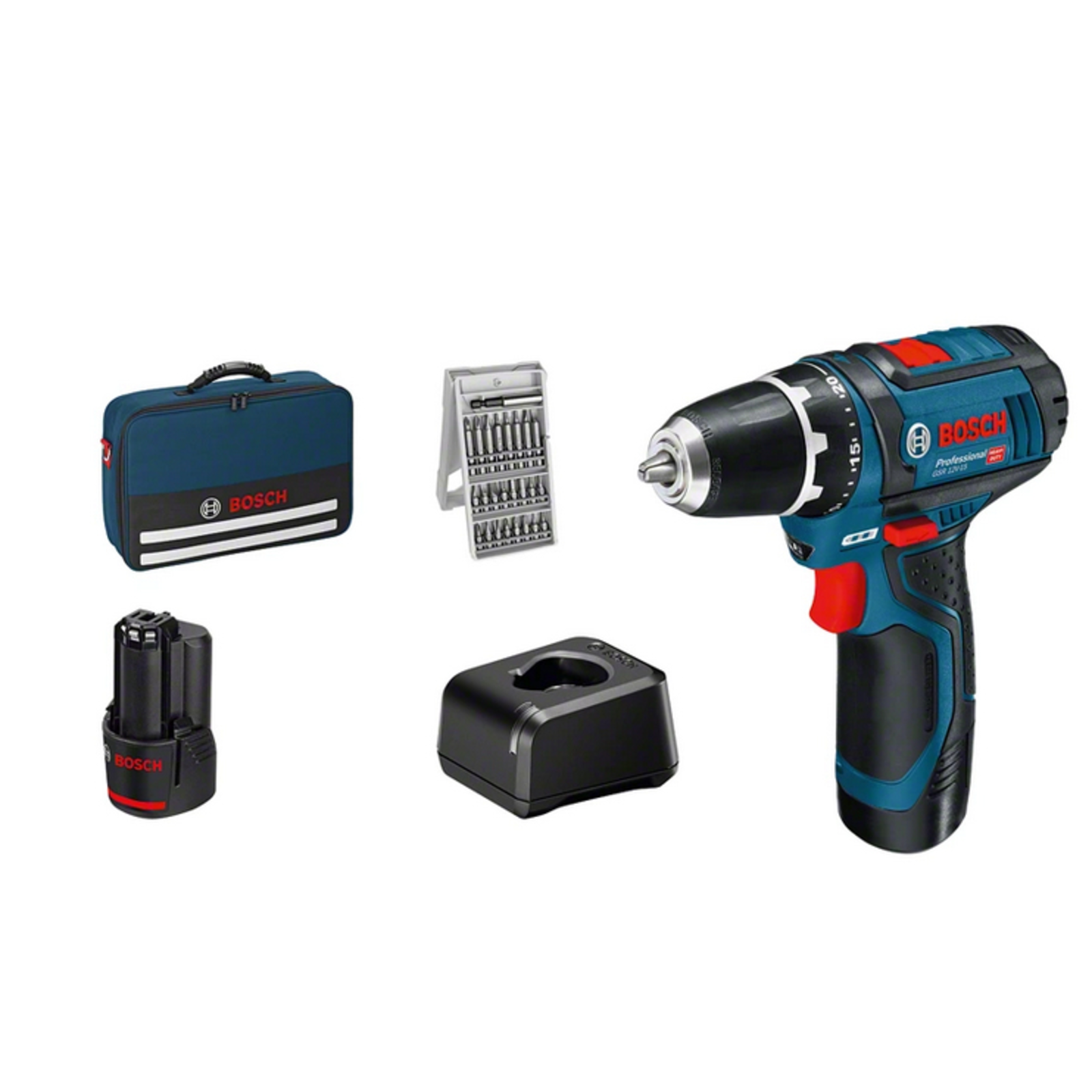 Bosch GSR 12V-15 Professional Electric Screwdriver Pistol Grip Black Blue 1300 RPM