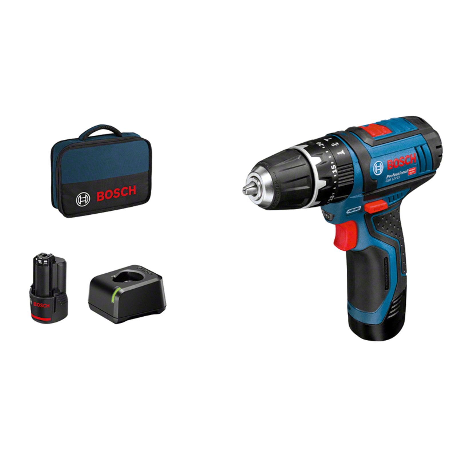 Bosch GSB 12V-15 Professional Impact Drill 2 Batteries Included 12V