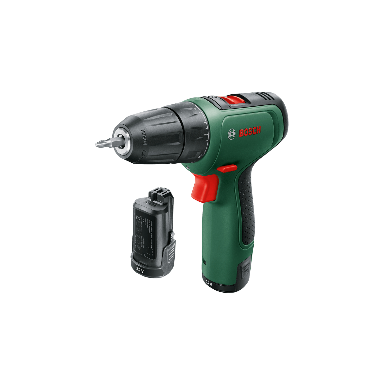 Bosch EasyDrill 1200 Cordless Drill Driver + Bit Set Green Black 2x Li-ion Battery 1.5Ah Case