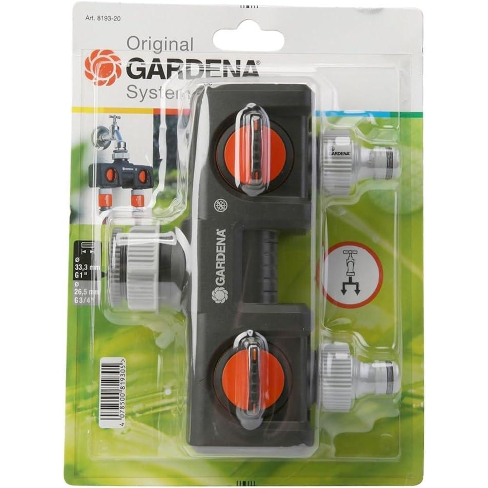 Gardena 2-way Manifold 8193-20 Black Grey 26.5mmg3 4