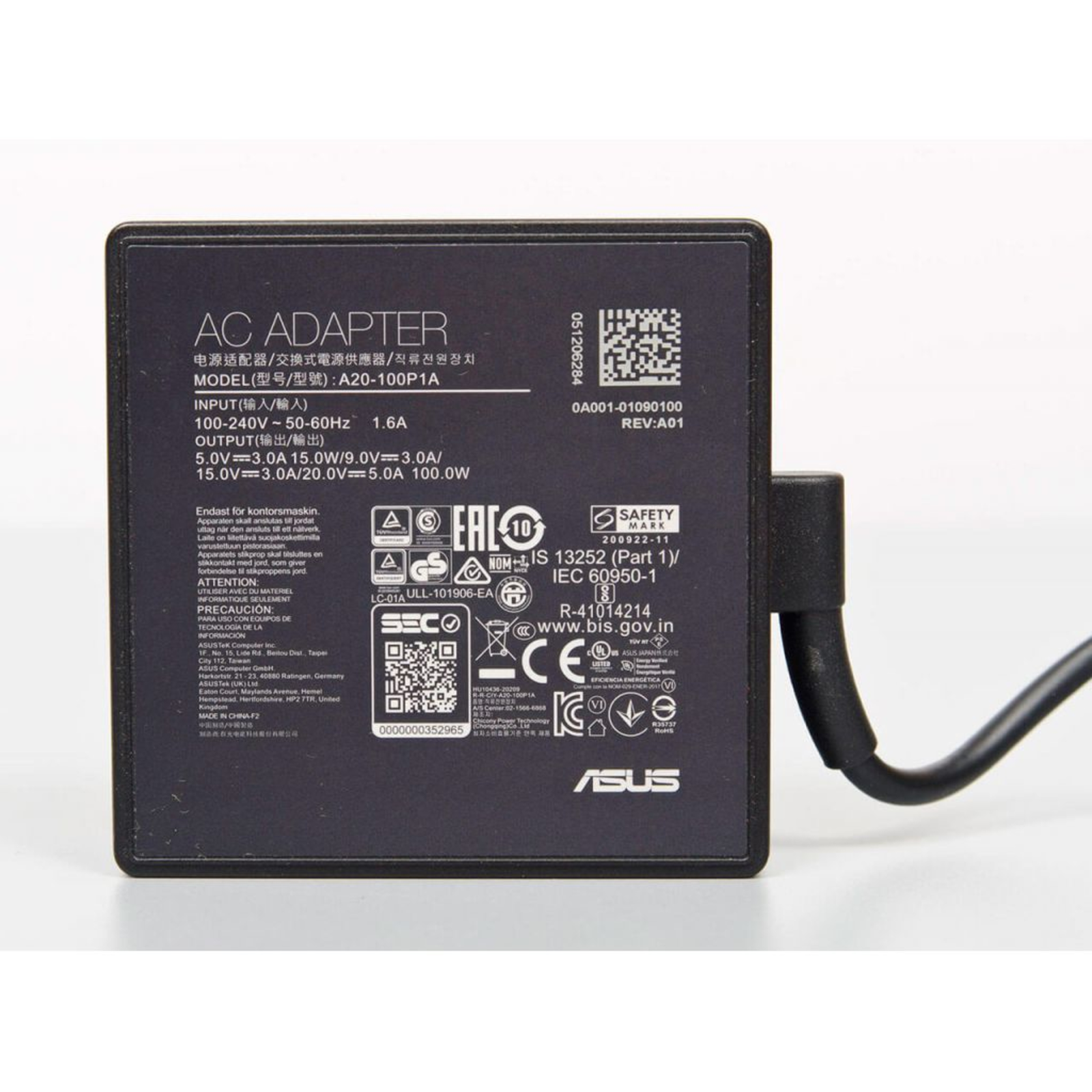 ASUS Adapter 100W 3PIN USB TYPE C