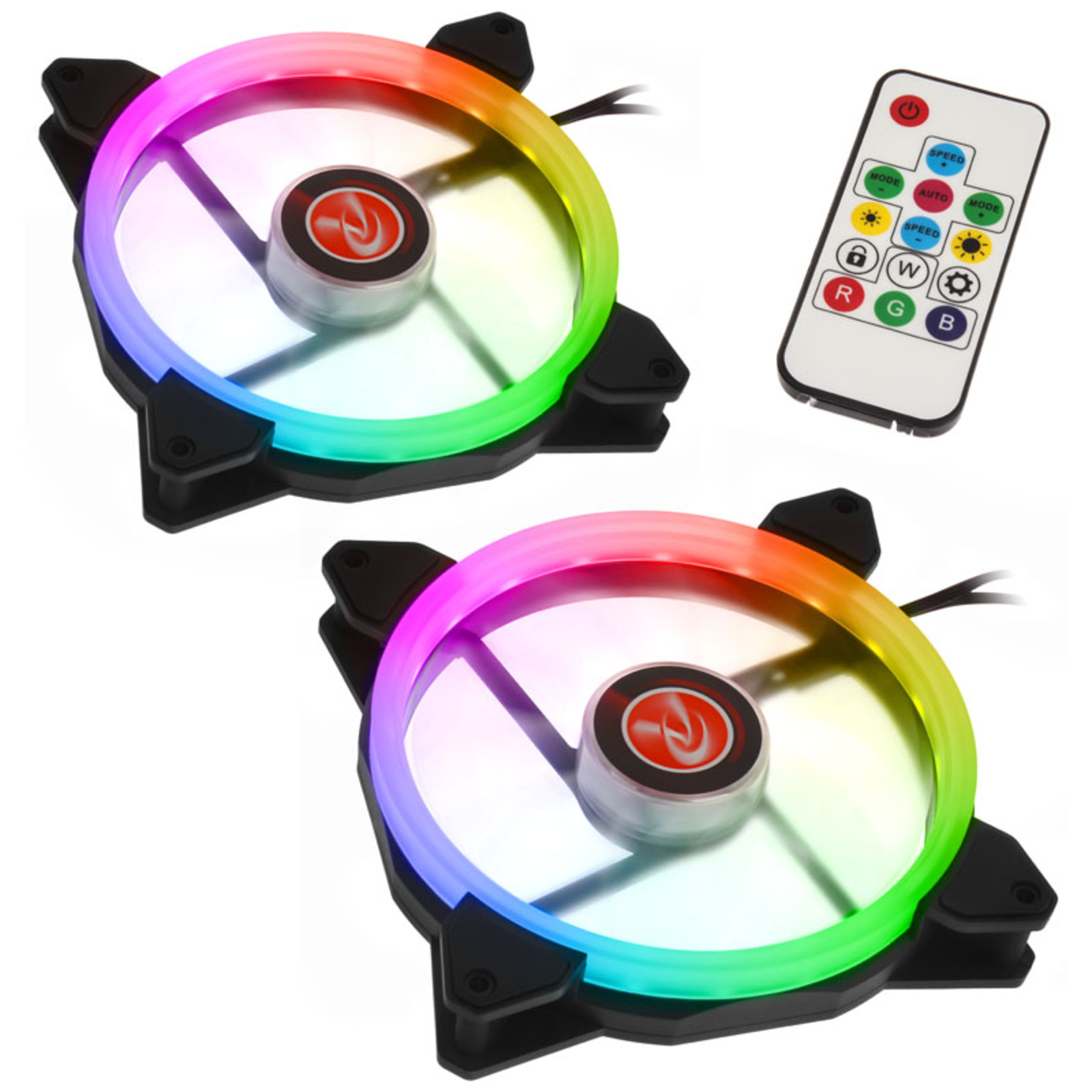 RAIJINTEK IRIS 14 Rainbow RGB LED Fan Set of 2 Incl. Controller 140mm