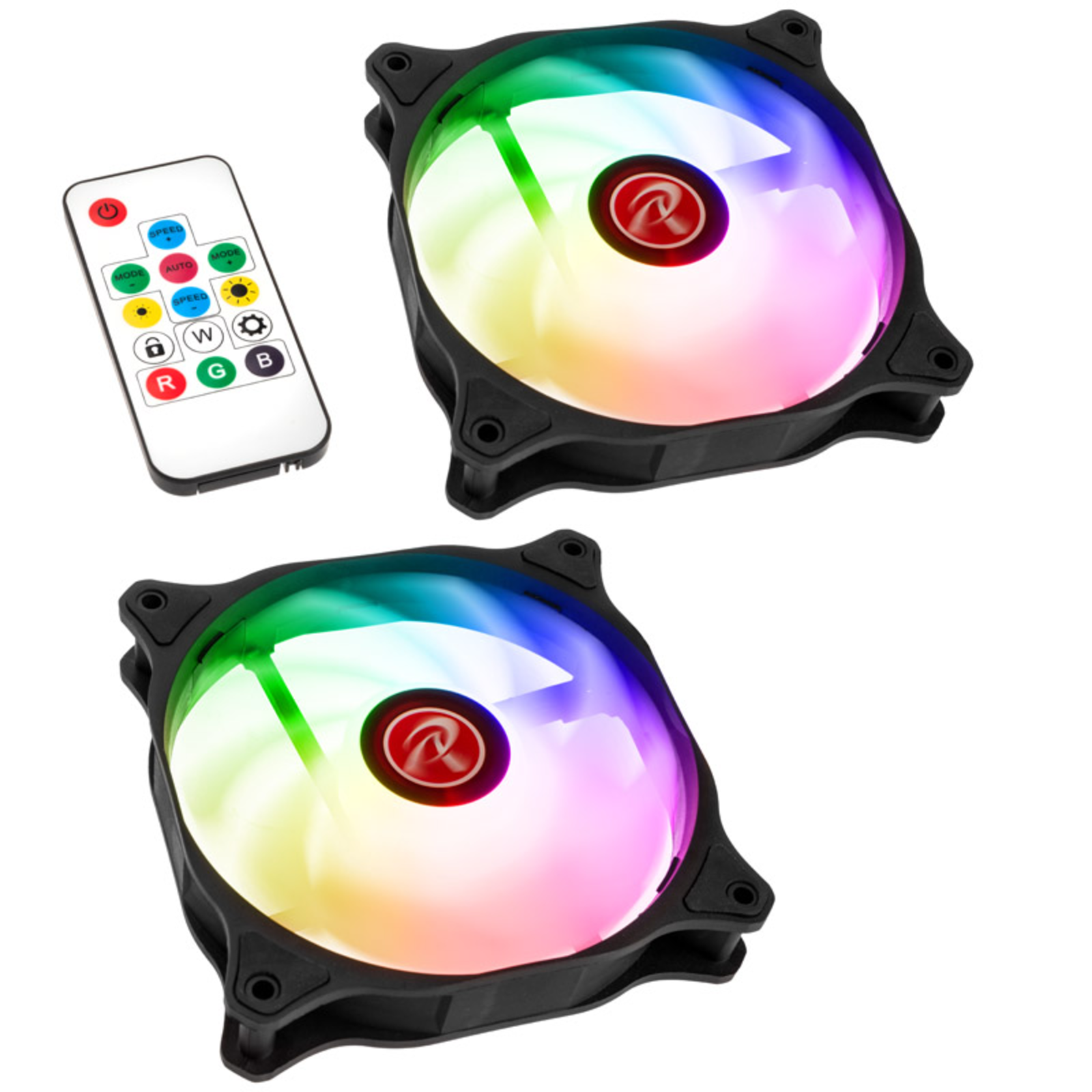 RAIJINTEK EOS 12 RBW ADD -2 120x120x25 Black transparent 2 Pieces Incl. 8-port Hub Remote Control