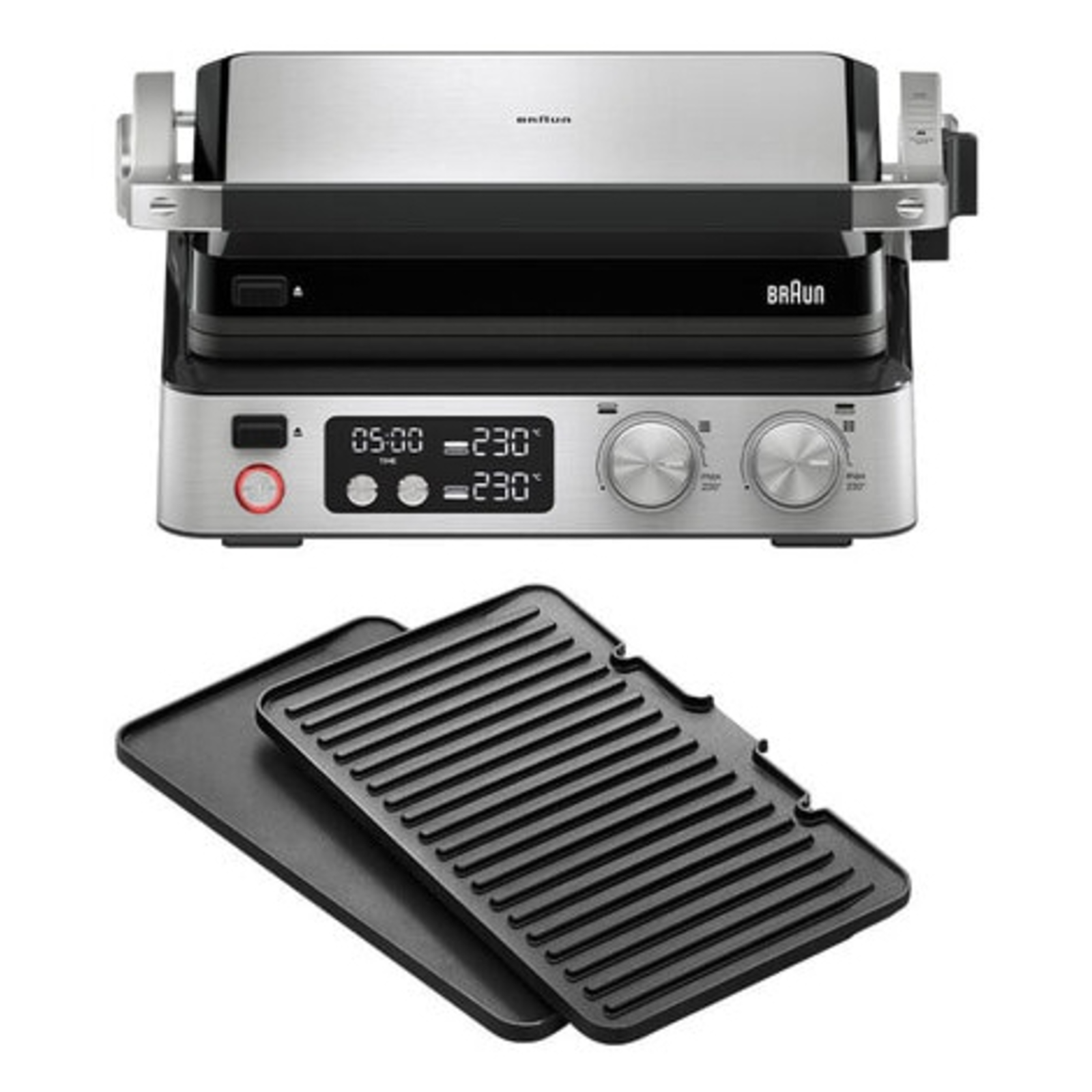 brown CG7040 CG STEELBK Tabletop Contact Grill Timer Function Foldable