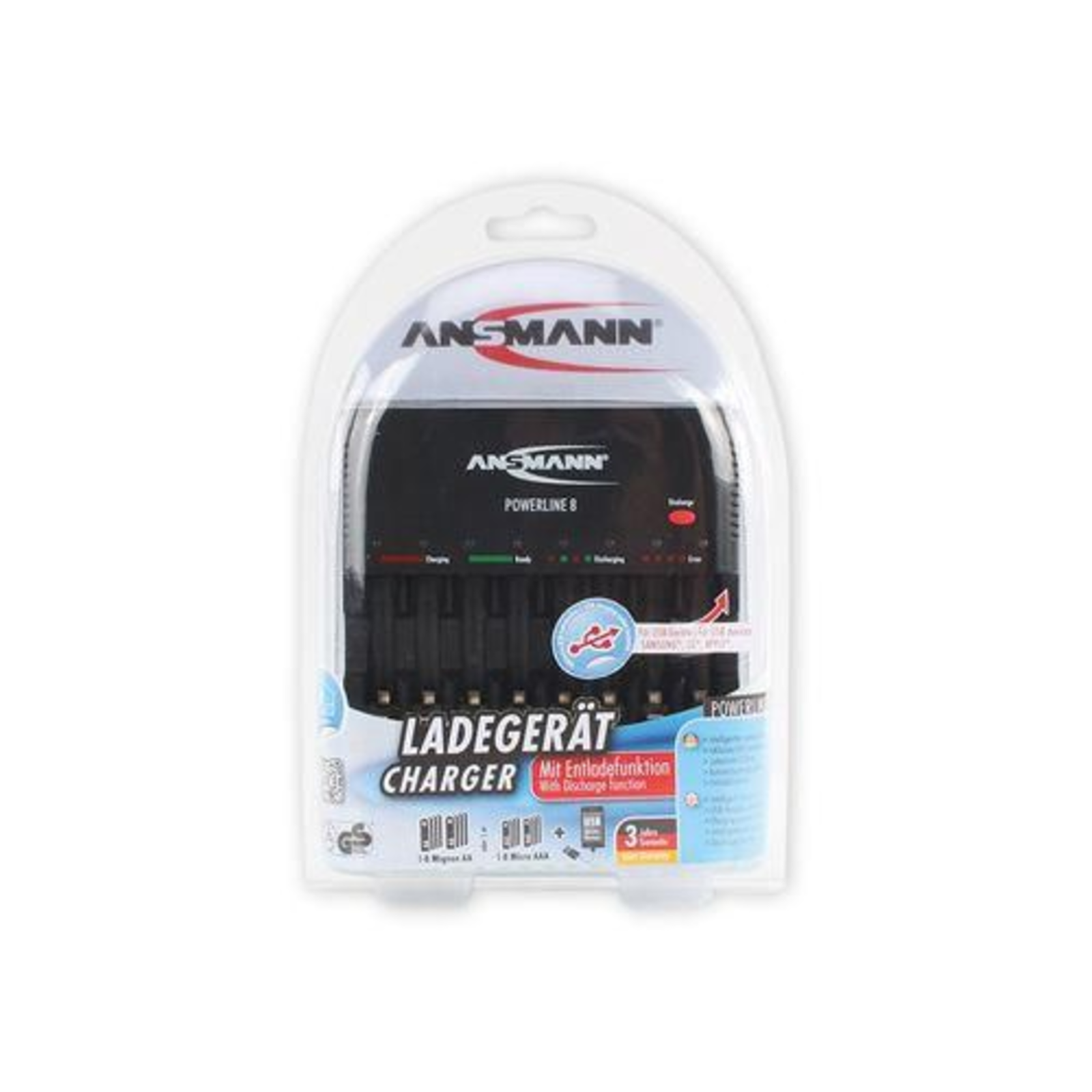 Ansmann Powerline 8 Nickel-cadmium NiCd Nickel-metal Hydride NiMH Overload AA AAA