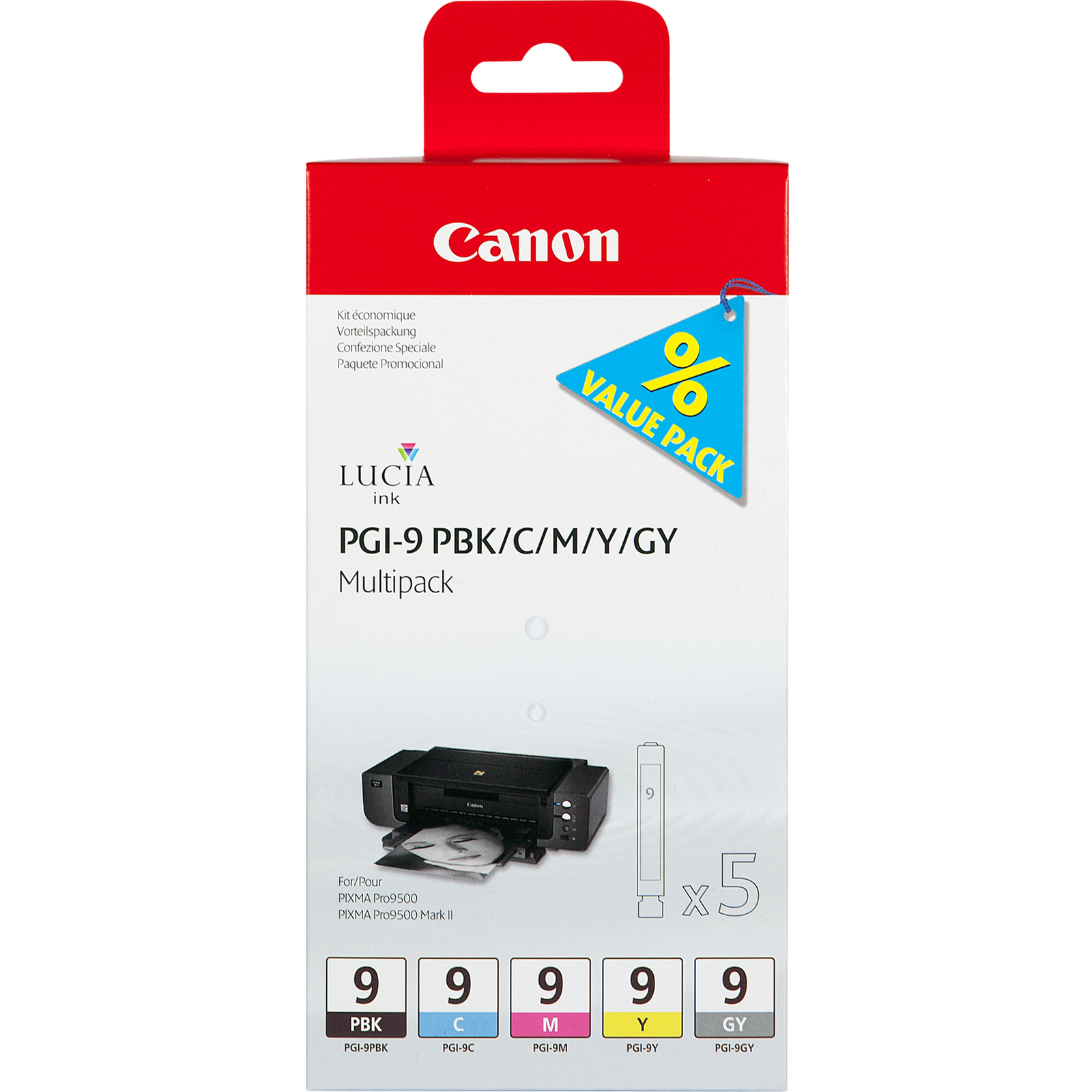Canon Ink Cartridge Multipack PGI-9 1034B013 BK/C/M/Y/GY 14ml Each