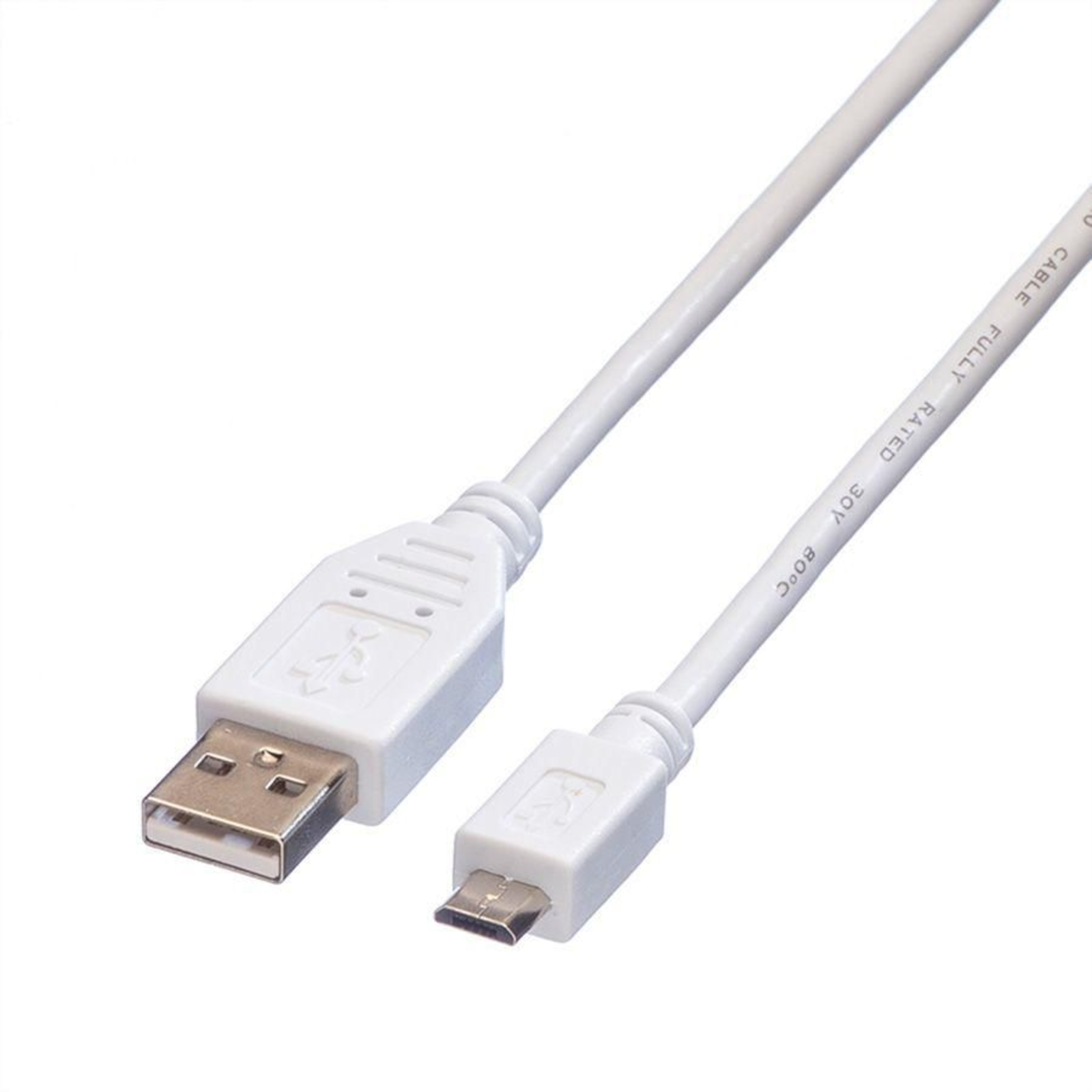Value USB Cable USB 2.0 USB-A Plug USB Micro-B Plug 0.15 M White Shielded 11.99.8751