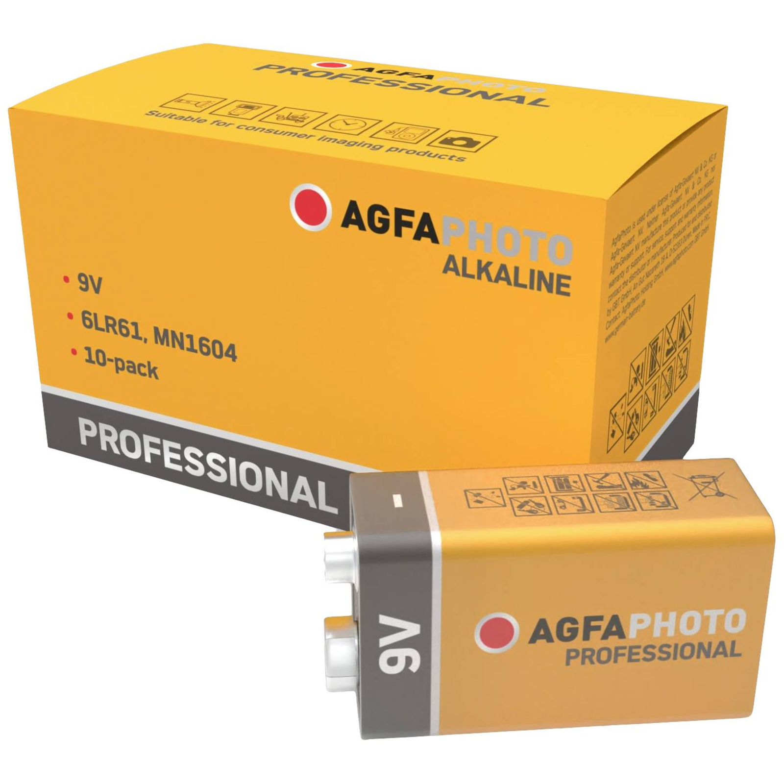 AgfaPhoto Battery Alkaline Professional -9V E-Block 10pcs.