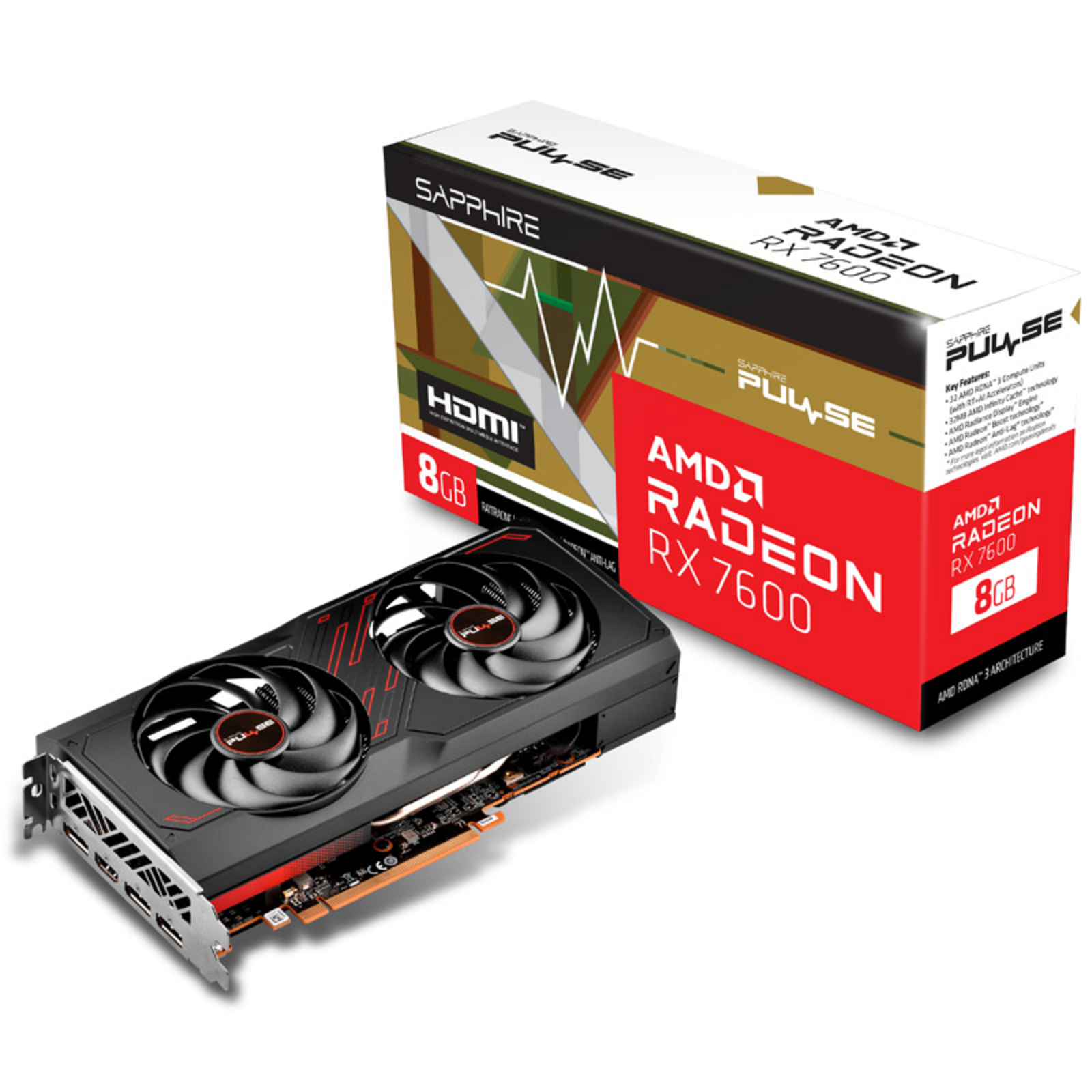 Sapphire Radeon RX 7600 8GB Pulse Gaming Graphics Card