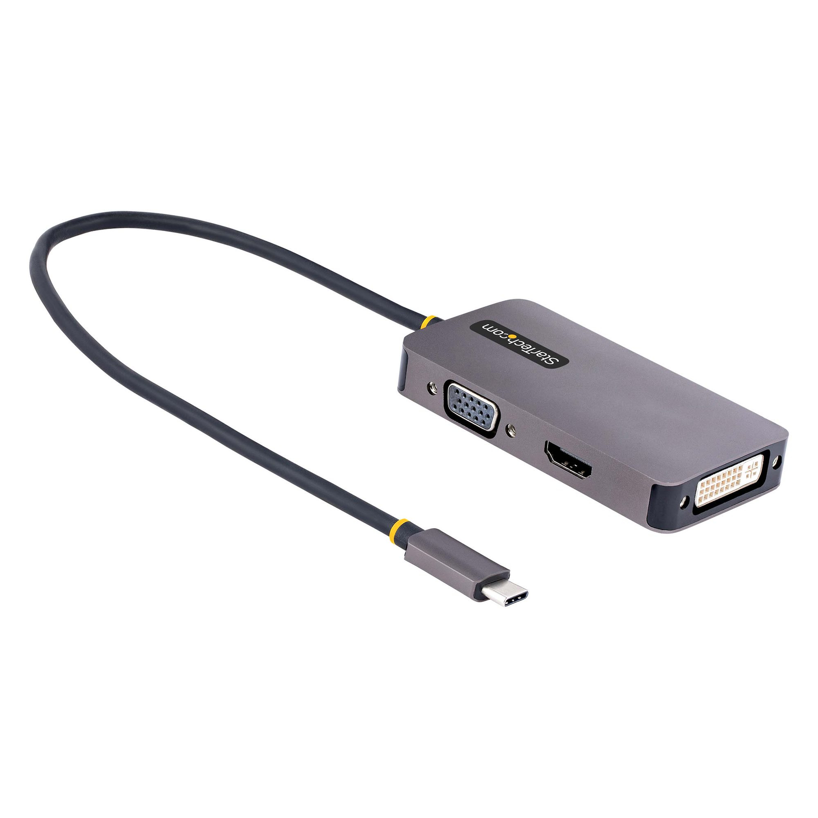 StarTech.com USB C Video Adapter USB-C to HDMI DVI VGA Adapter up to 4K 60Hz Aluminium