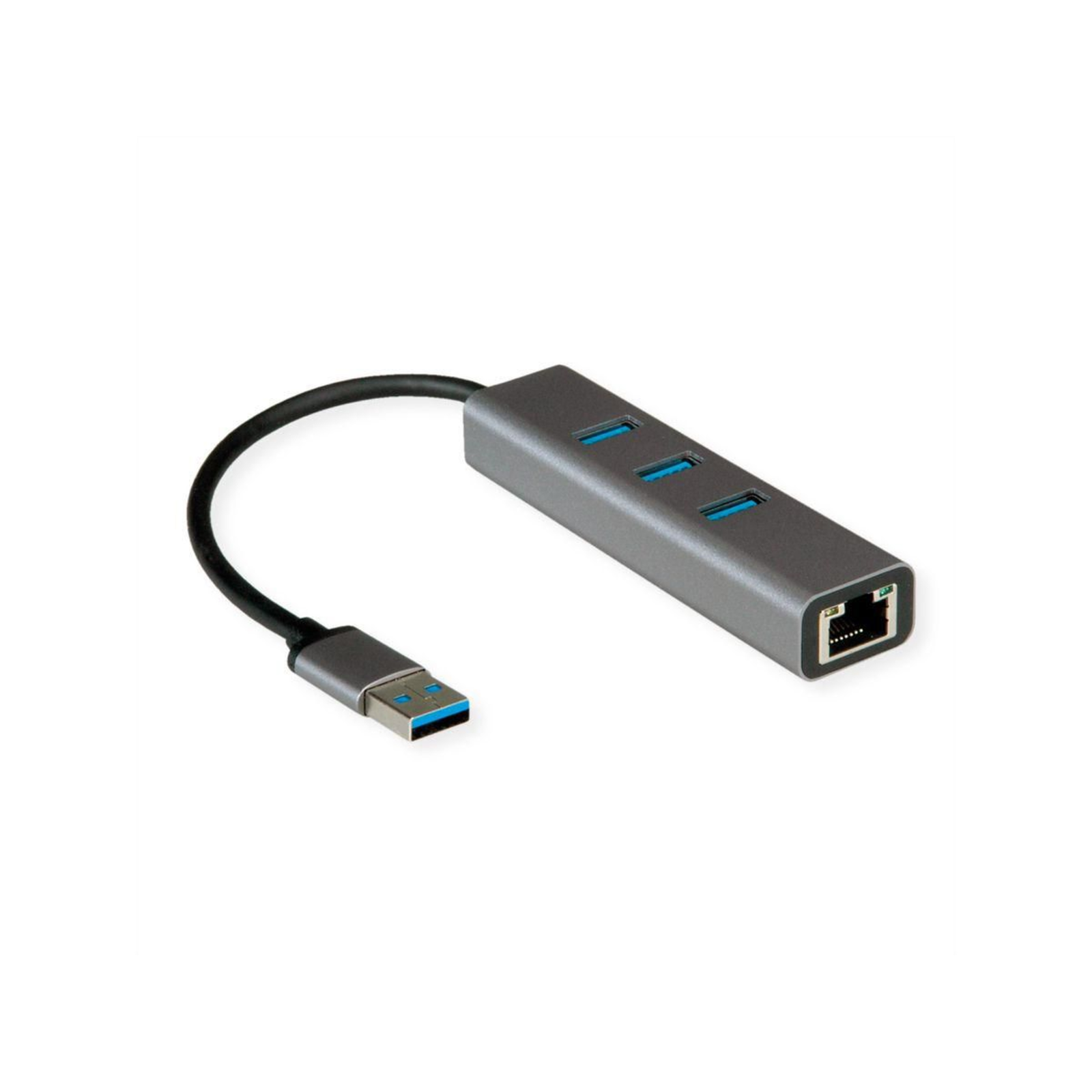 ROLINE USB 3.2 Gen 1 to Gigabit Ethernet Converter + Hub 3x