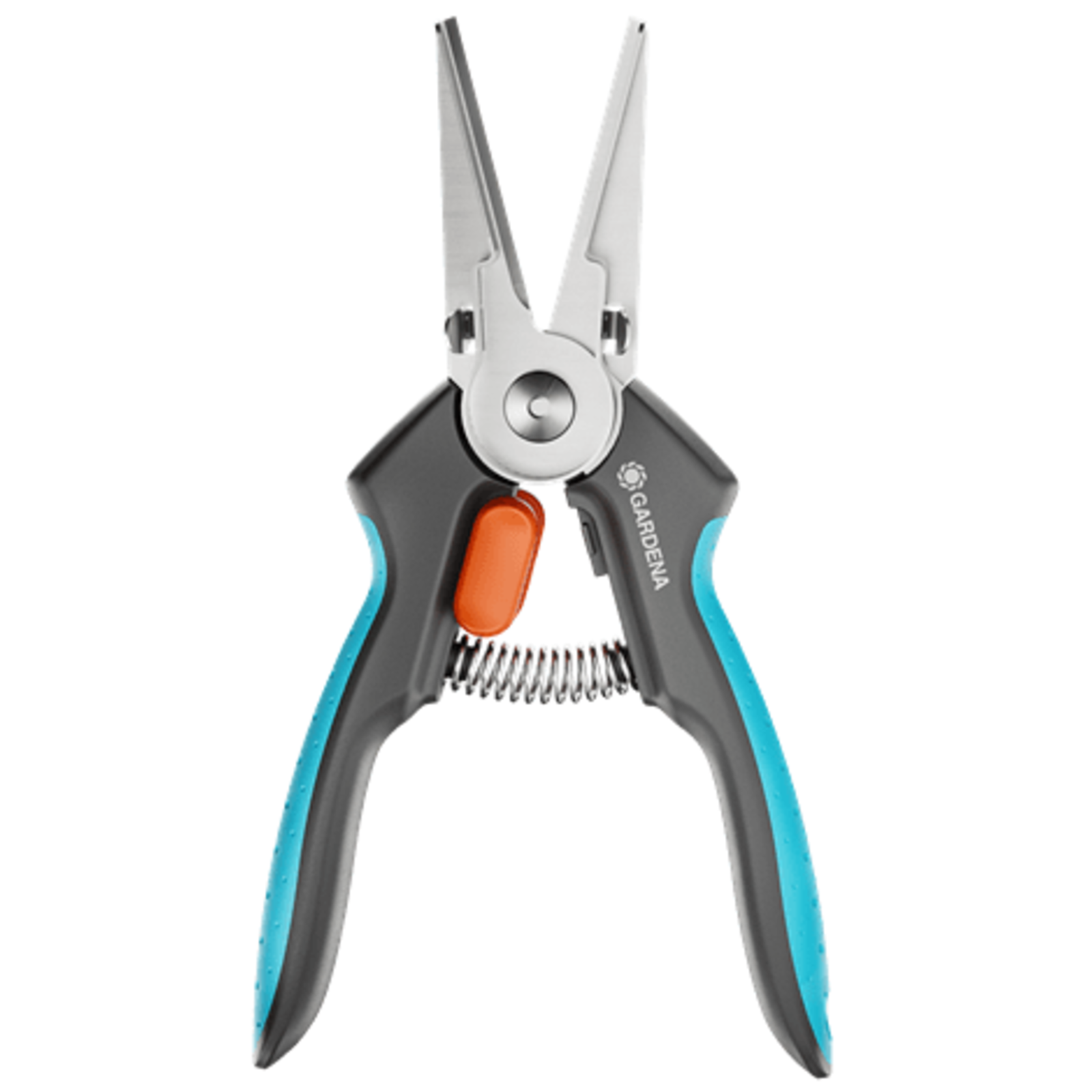 Gardena GripCut Secateurs Grey Turquoise Herb Shears with Integrated Gripper