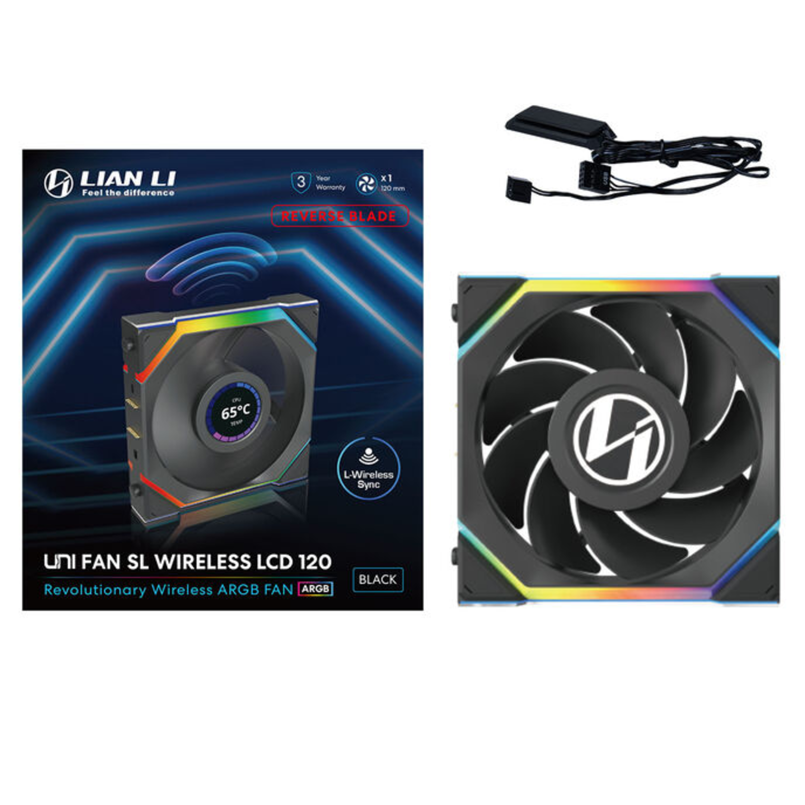 Lian Li UNI FAN SL Wireless LCD 120 ARGB Reverse Blade Housing Fan