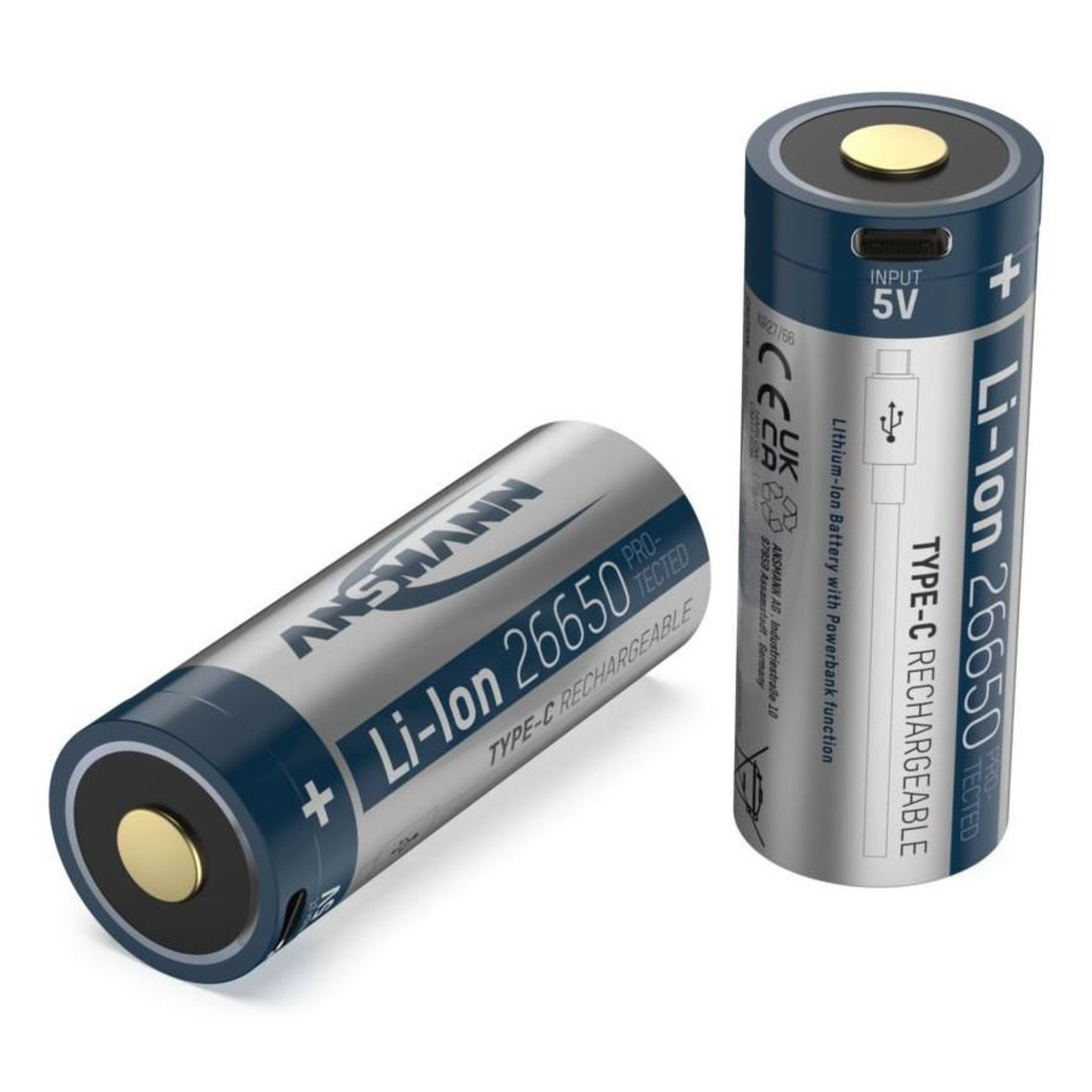 Ansmann Li-Ion 26650 5100mAh 3.6V Micro-USB Socket 1307-0012