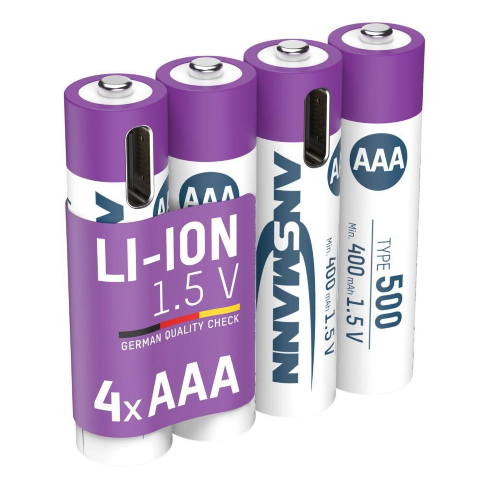 Ansmann 1x4 Lithium Battery Micro AAA 400mAh + Charging Cable 1311-0028