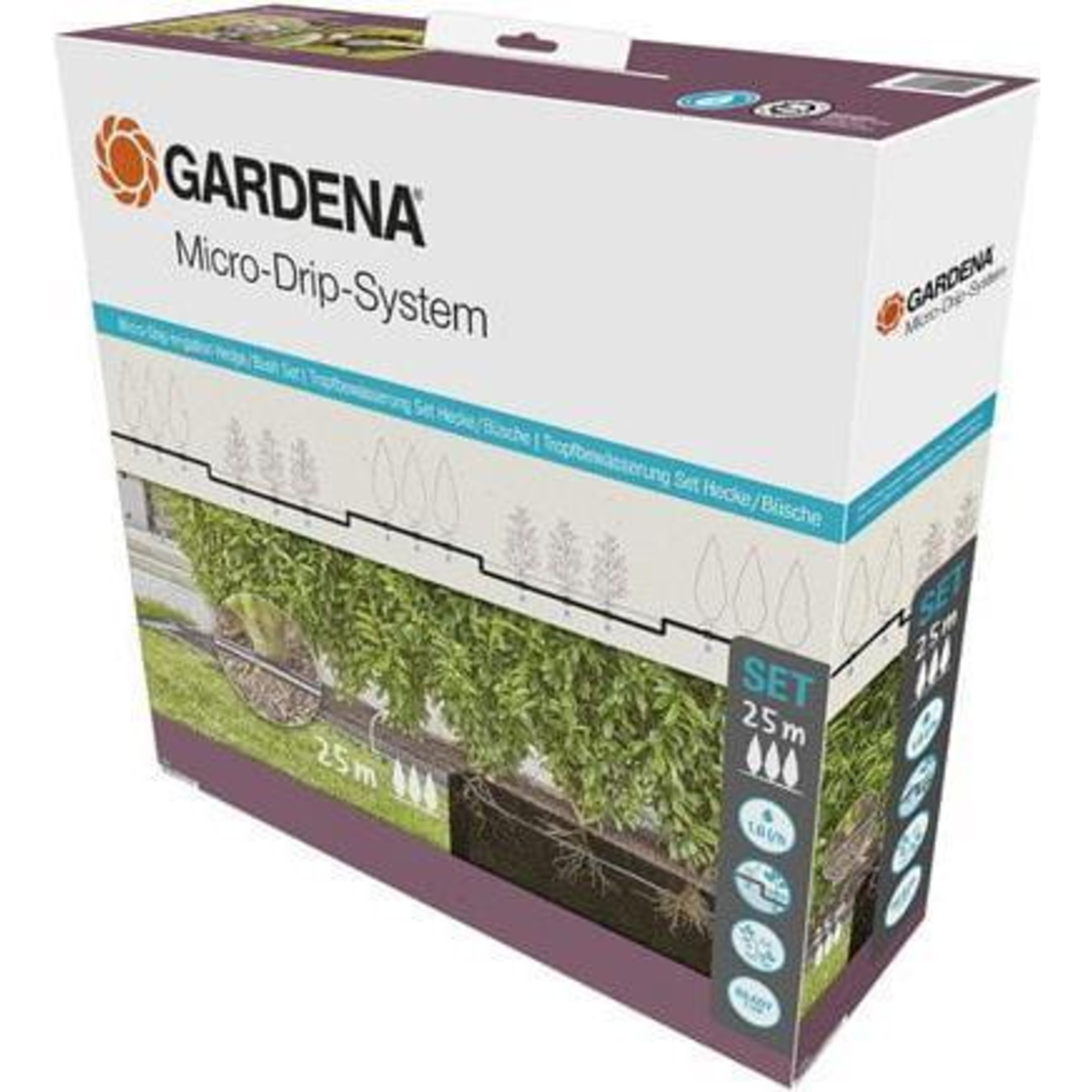 Gardena Micro-Drip-System Drip Tube for Bushes Hedges 1.6 L H 25 Metres Black