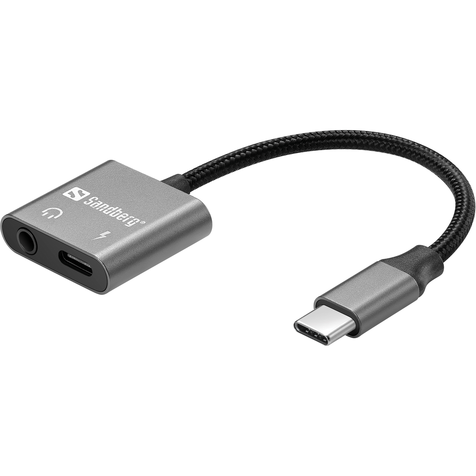 SANDBERG USB-C to Headphone Jack Charging Adapter 24-pin Male Mini Plug Female USB Power Supply 65 W