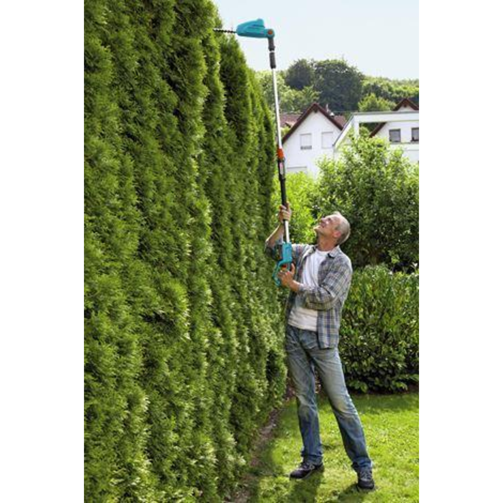 Gardena Cordless Telescopic Hedge Trimmer THS 42 18V P4 Turquoise Grey Li-Ion Battery 2.5Ah P4A