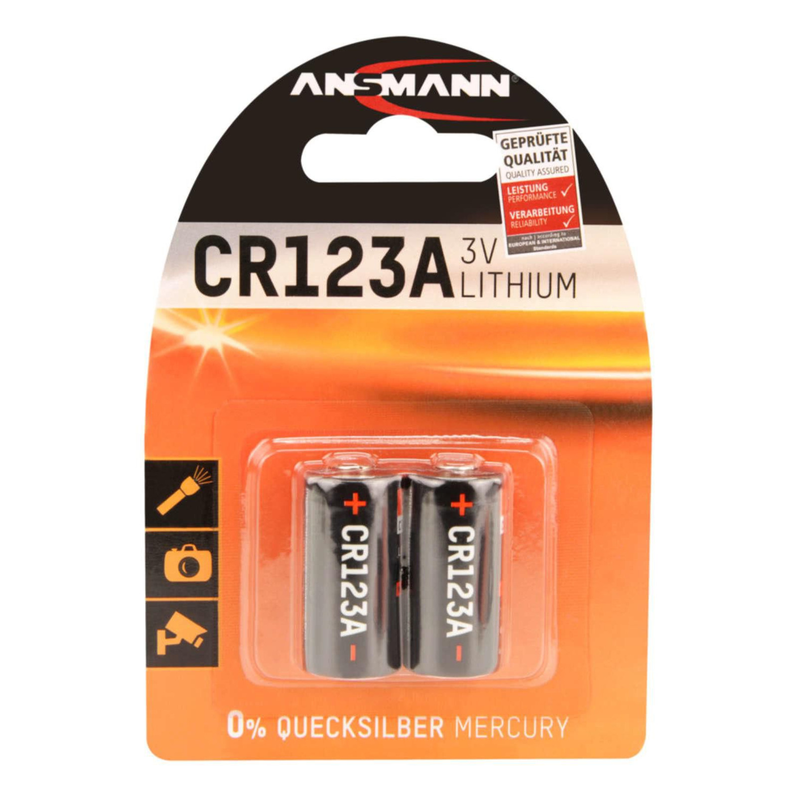Ansmann Battery CR123A Lithium 2-pack 3V 2 Pieces Battery CR 123A/CR 17345