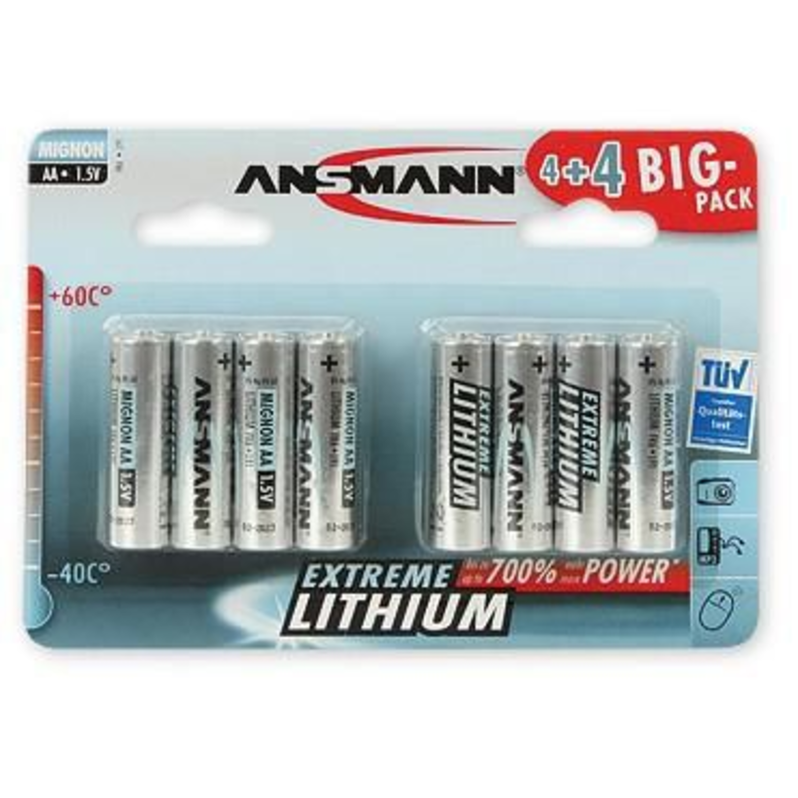 Ansmann 4+4 Extreme Lithium AA Mignon LR 6 Big Pack