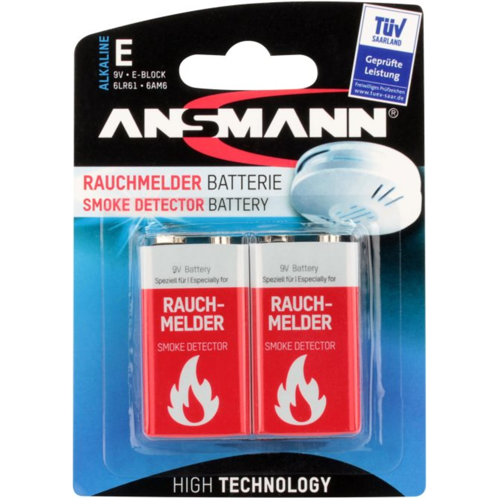 Ansmann 1515-0006 Rechargeable Battery Alkaline 9 V 2 Piece(s) Cd (cadmium) Hg (mercury) Red