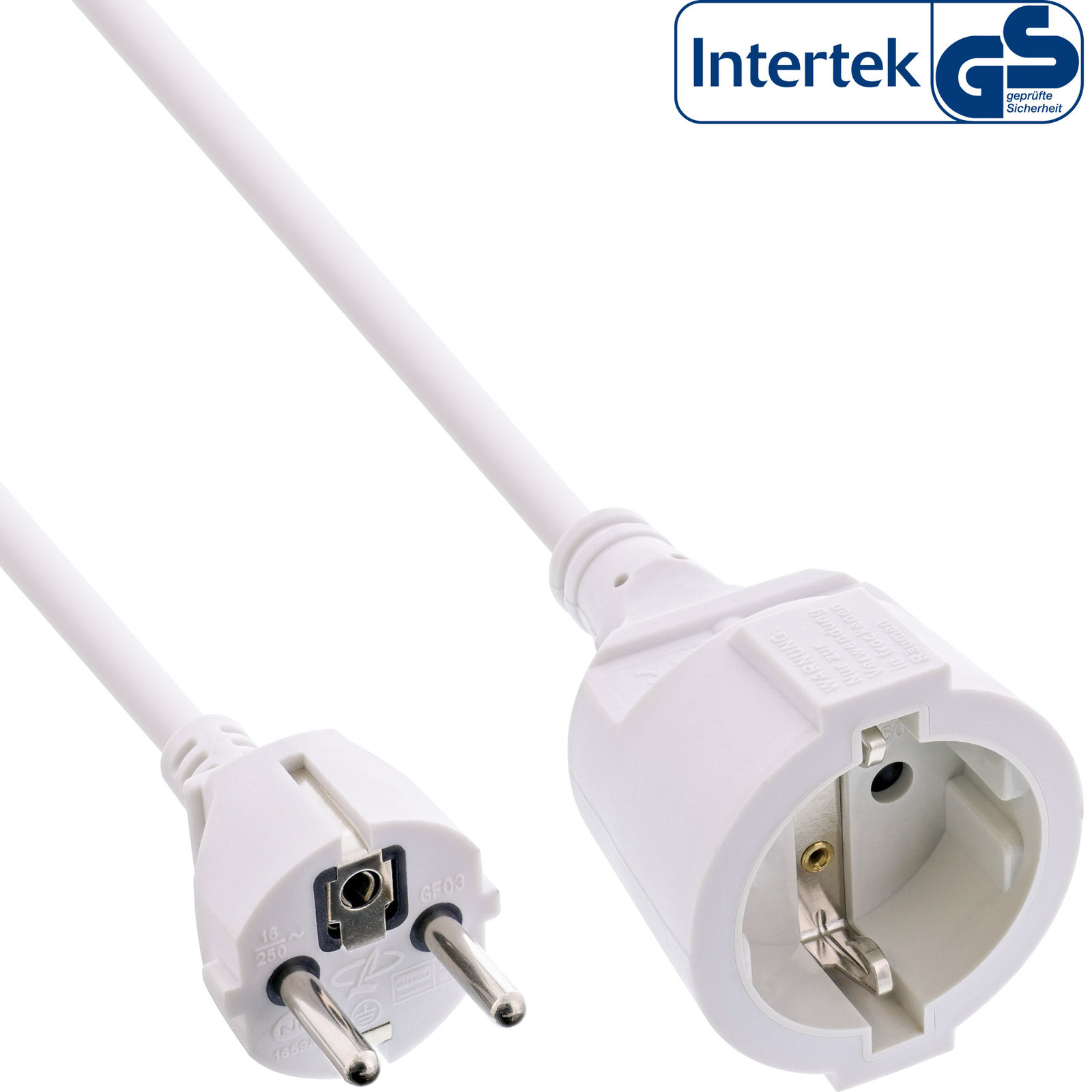 InLine Earthing Contact Extension ST BU White 5m