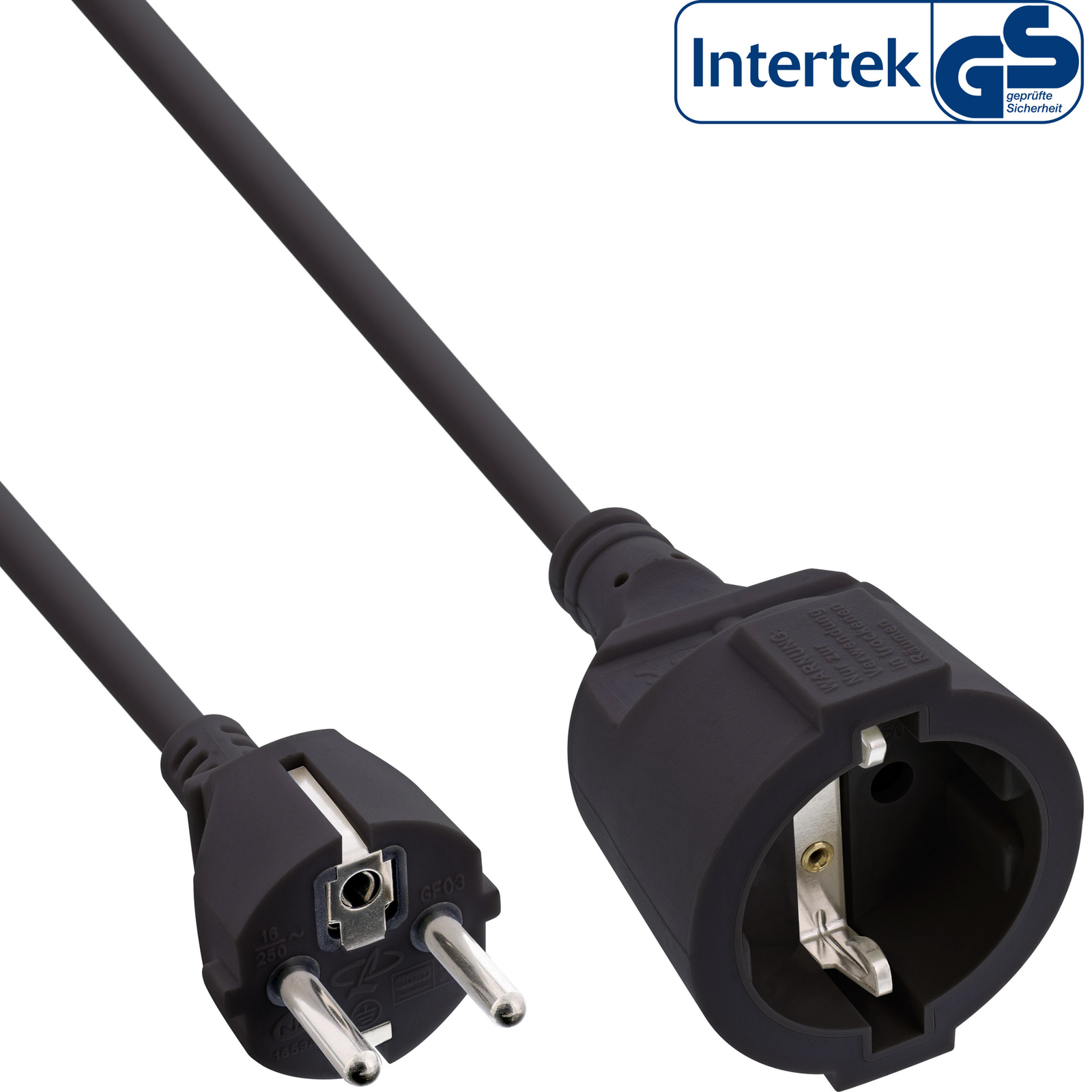 InLine Earthing Contact Extension ST BU Black 15m