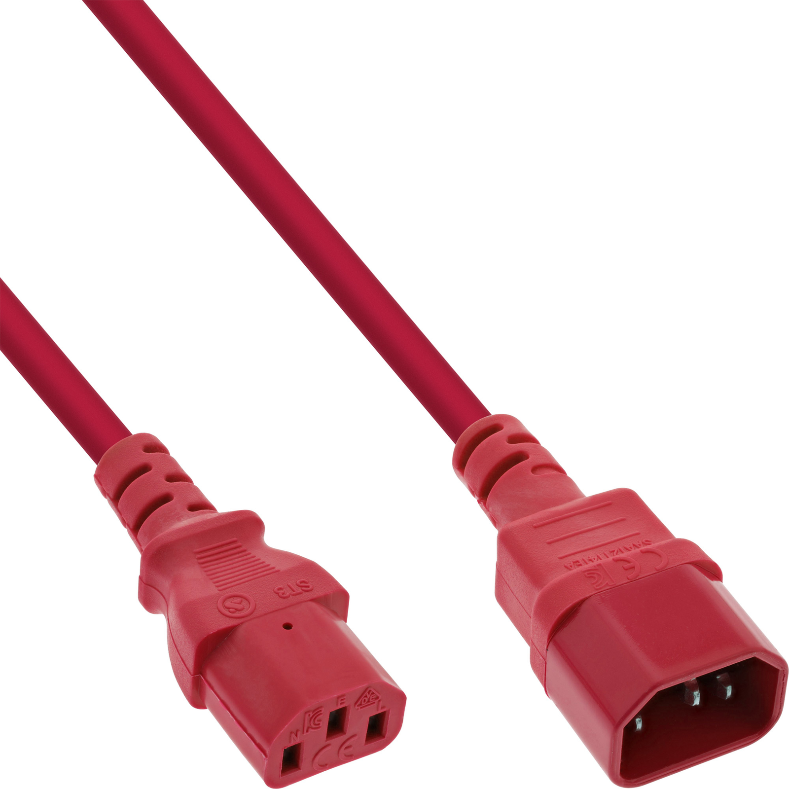 InLine Cold Appliance Extension C13 to C14 Red 2m