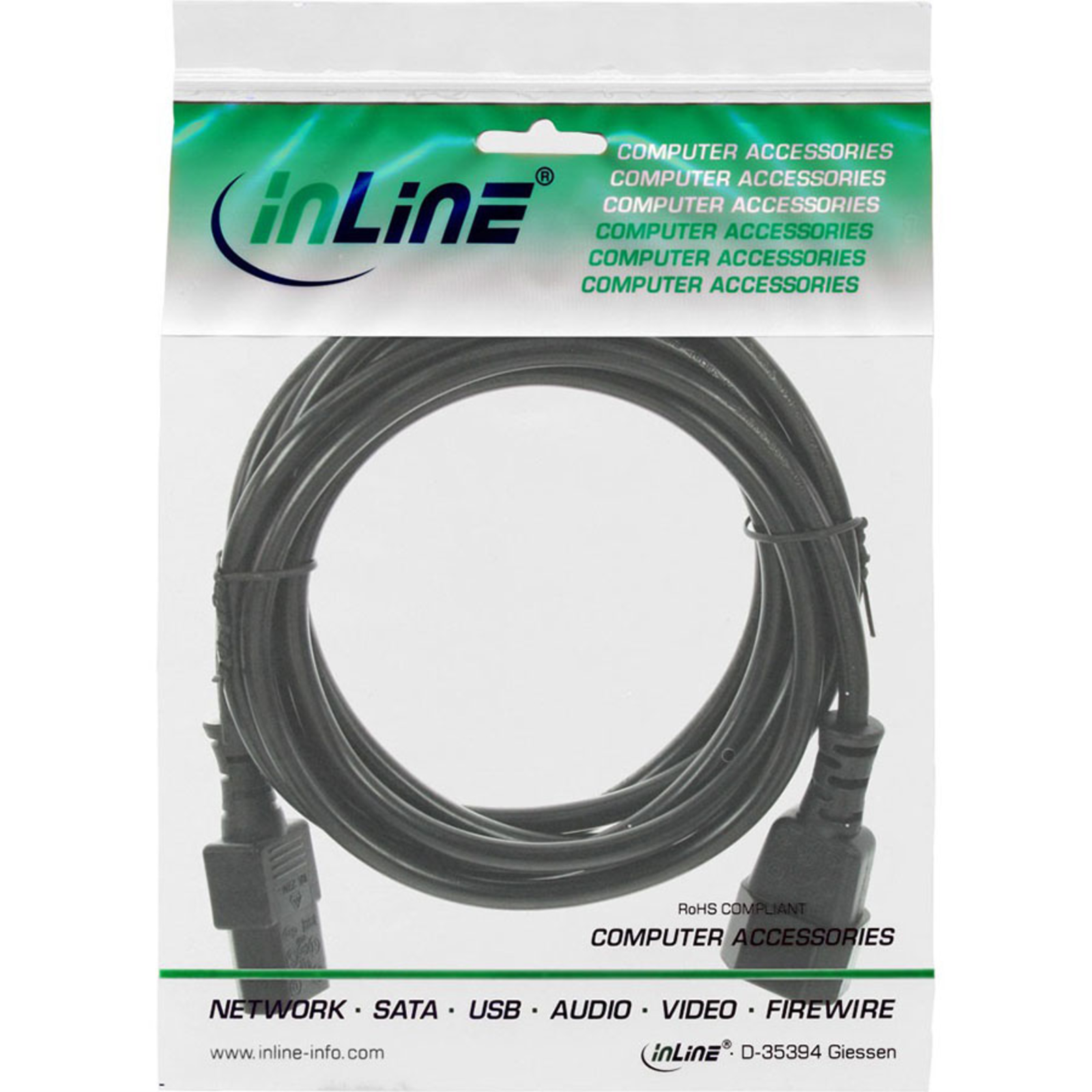 InLine Cold Appliance Extension C13 to C14 3m