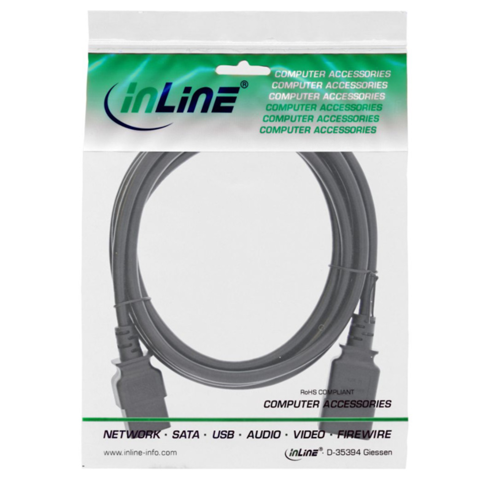InLine Cold Appliance Extension 16A C19 to C20 3m