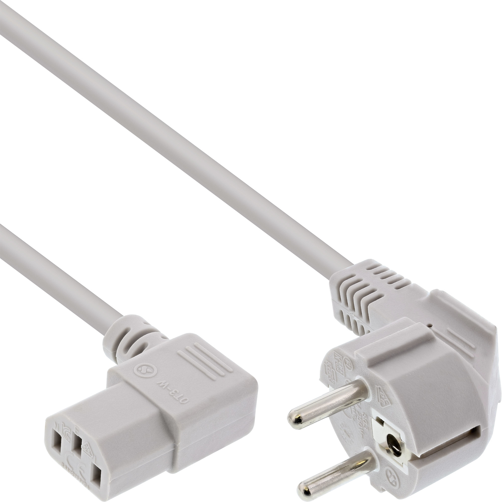 InLine Mains Cable Earthing Contact W. to Cold Appliance Test. C13 Right Gew. Gr. 1m