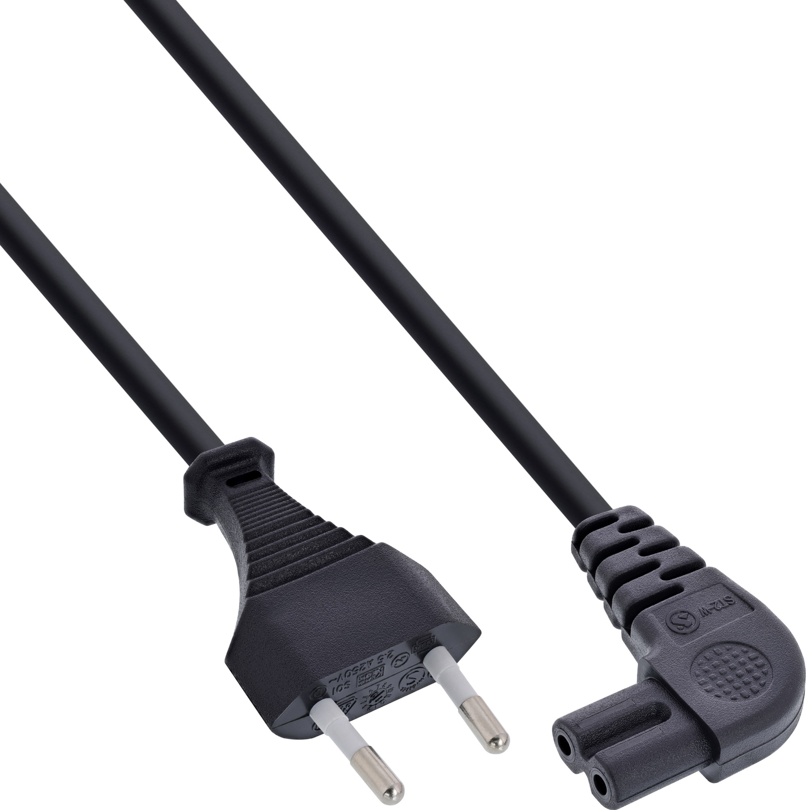 InLine Mains Cable Mains Plug to Euro 8 C7 Plug Angled 0.5m