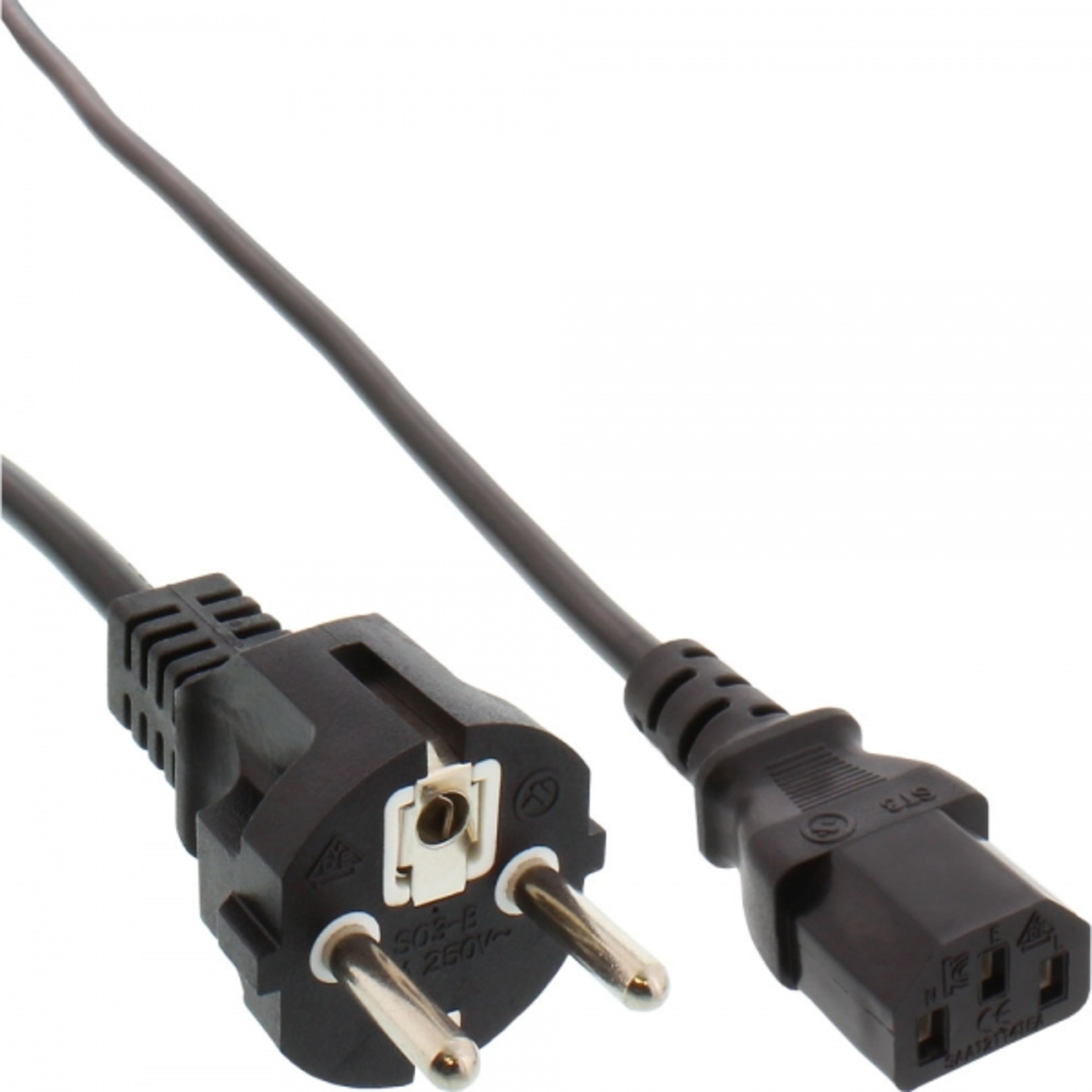 InLine Mains Cable Straight Earthing Contact to C13 Appliance Inlet 1.5m Black
